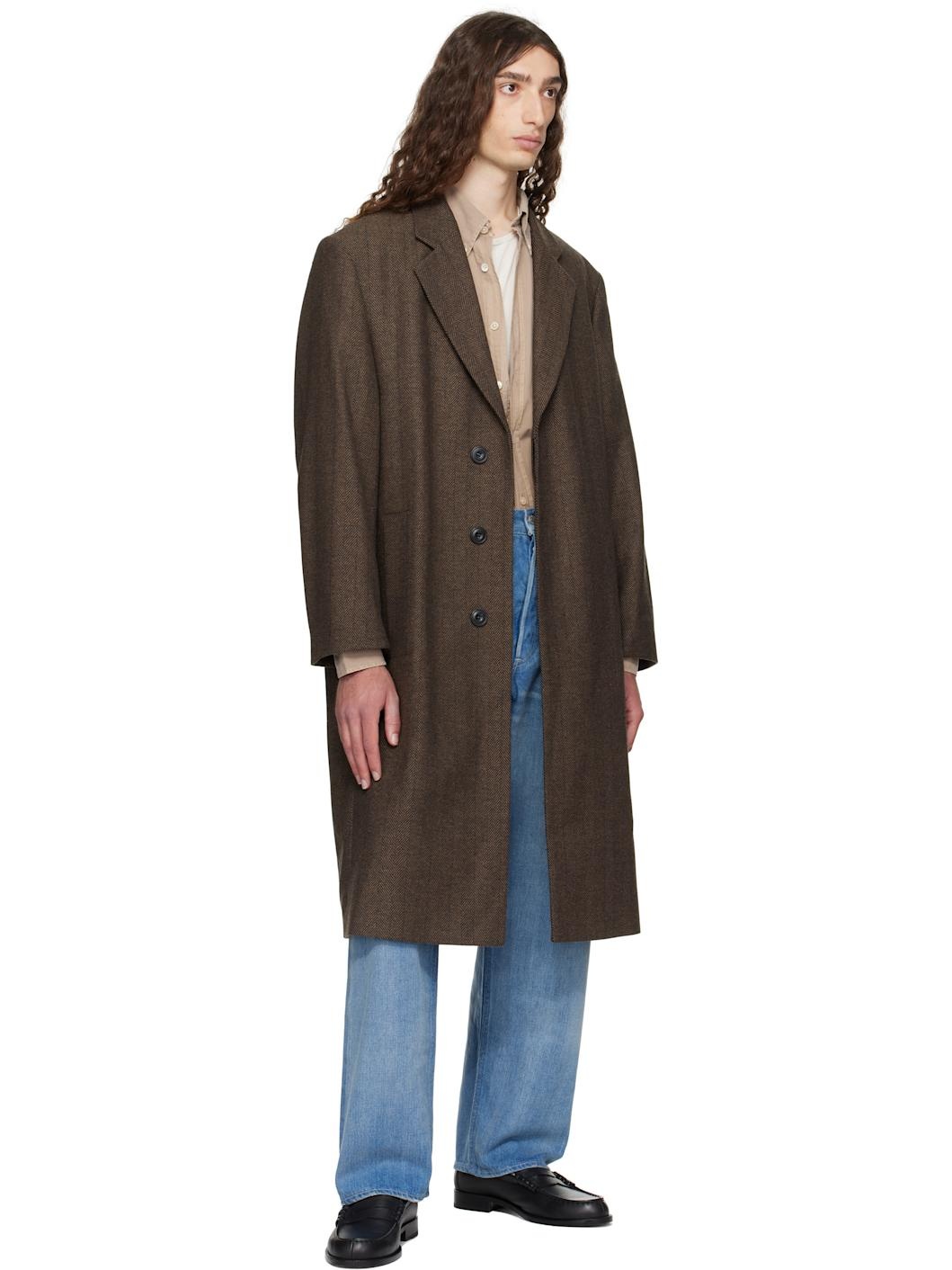 Brown Regular-Fit Concealed Closure Coat - 4