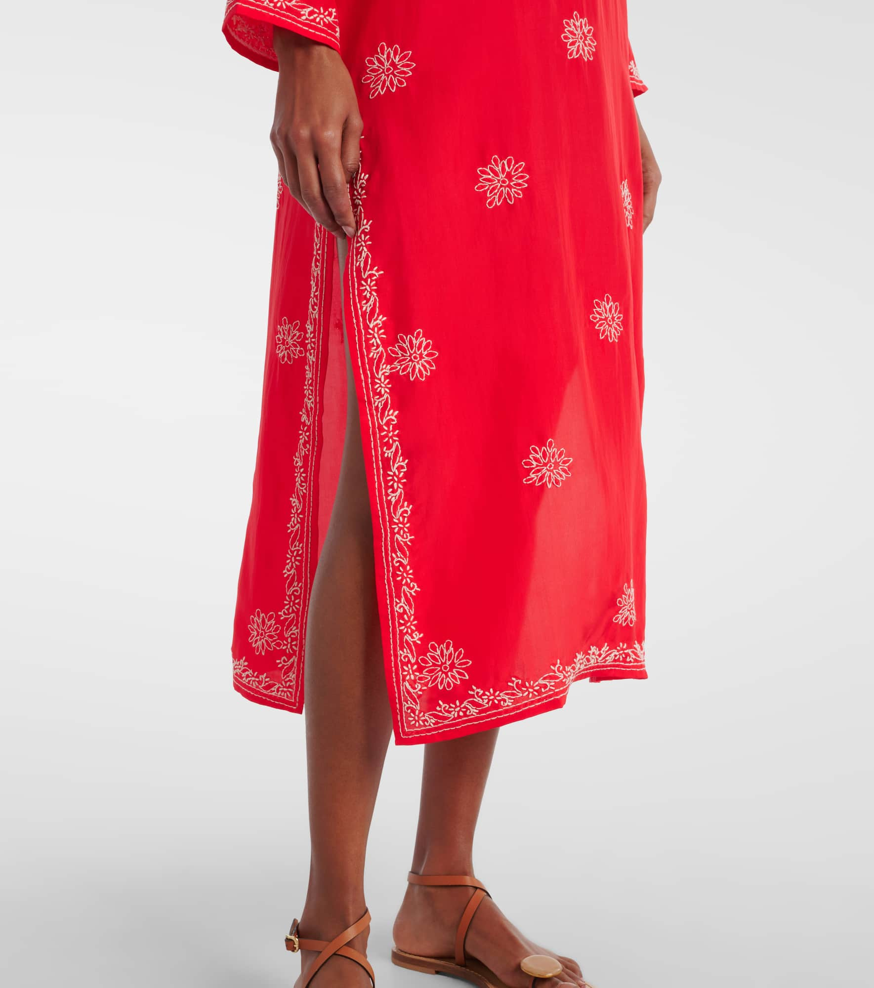 Embroidered silk kaftan - 5