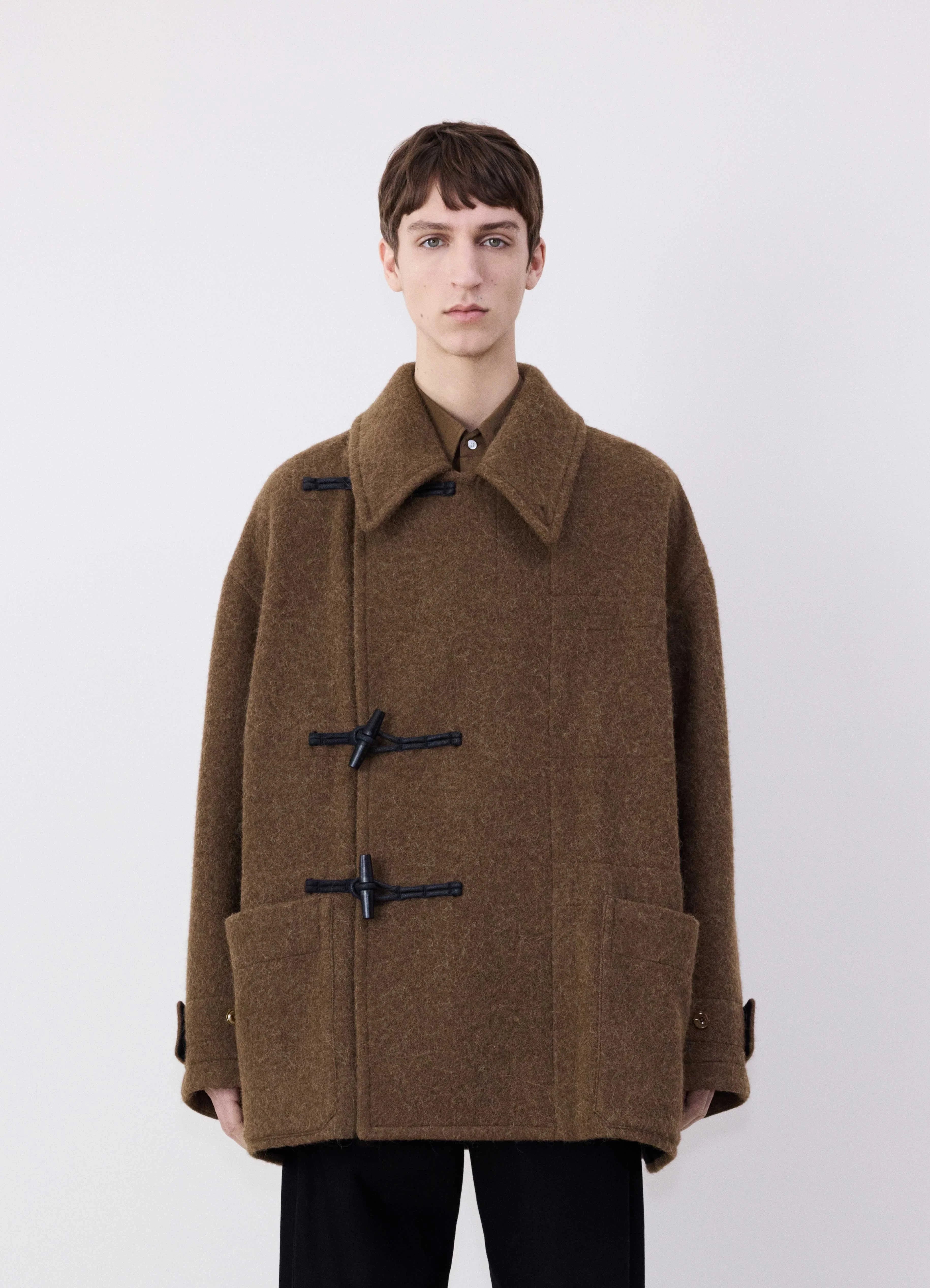 ジャケット・アウター YLEVE WOOL DOUBLE TWILL DUFFLE COAT YLÈVE Wool Double Twill Duffle Coat Black | Cultizm