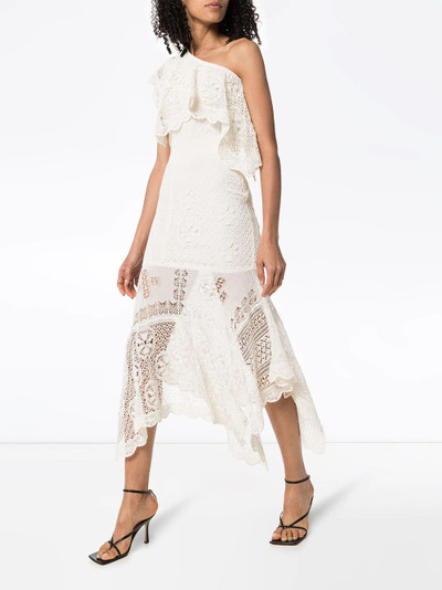 Alexander McQueen one-shoulder lace midi dress outlook