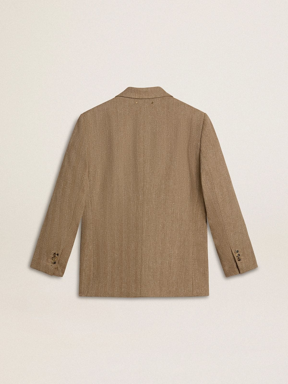 Women's single-breasted blazer in sand-colored herringbone - 6
