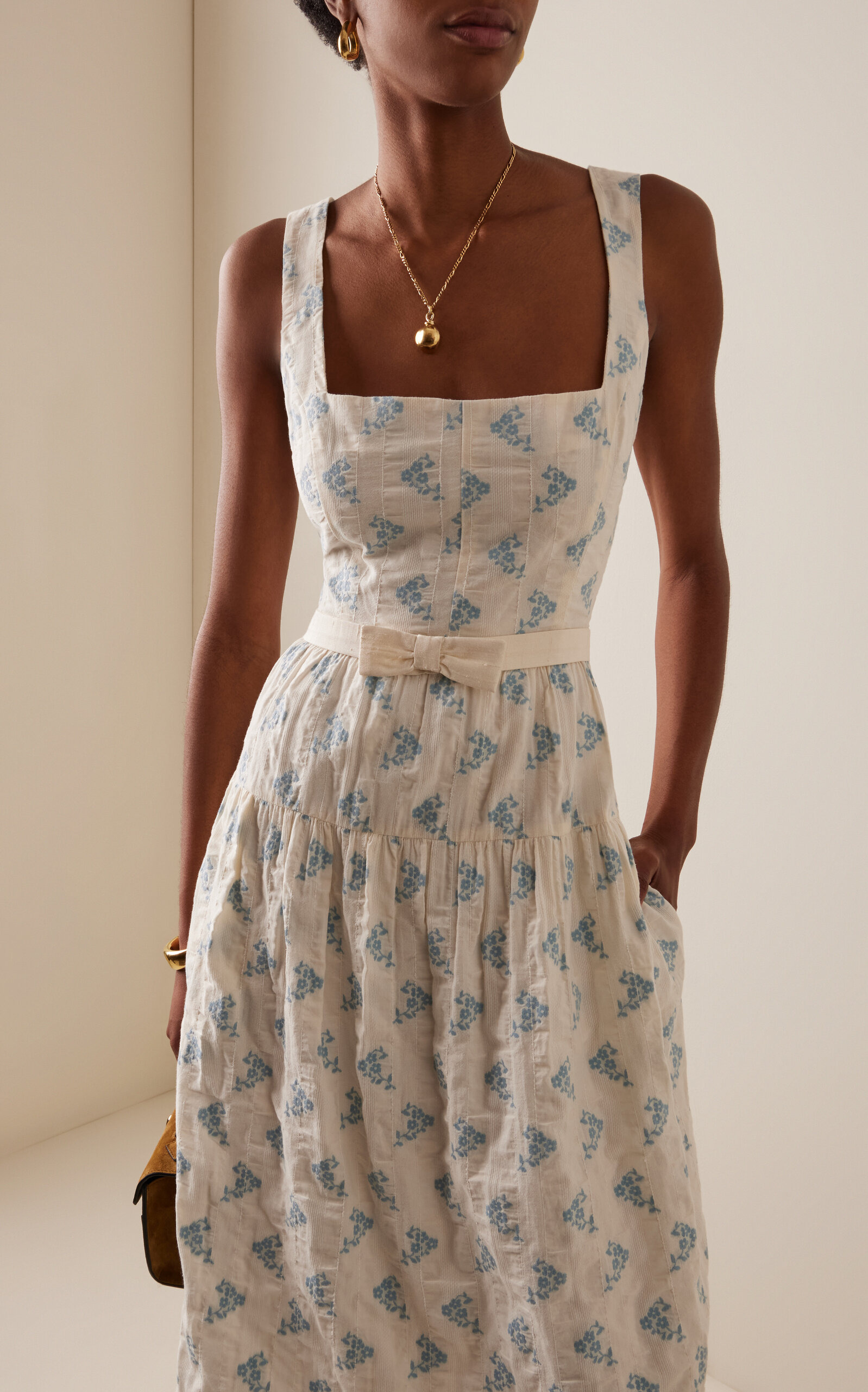 Tiered Cotton Poplin Midi Dress multi - 3