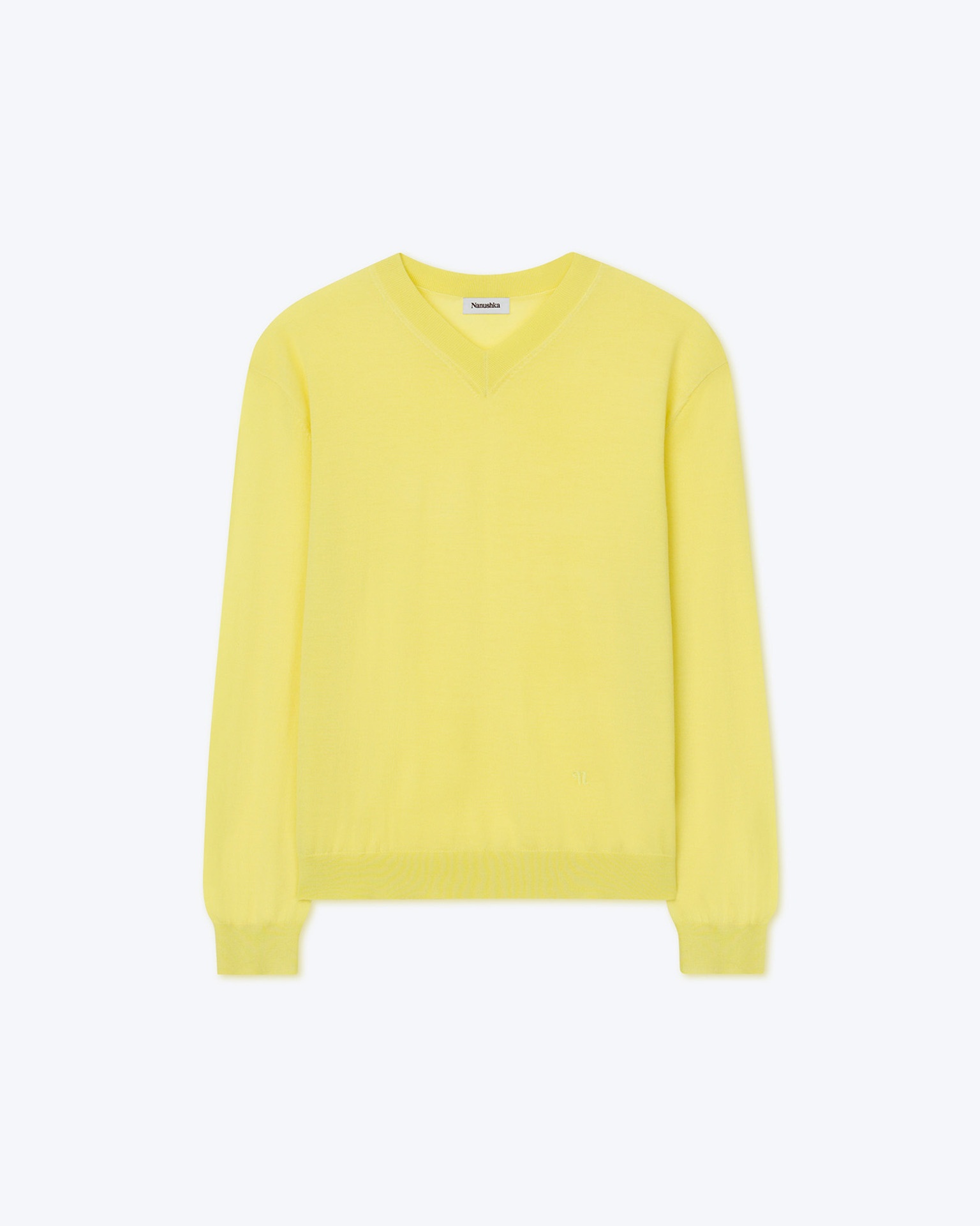 KODI - Merino wool V-neck sweater - Lime - 5