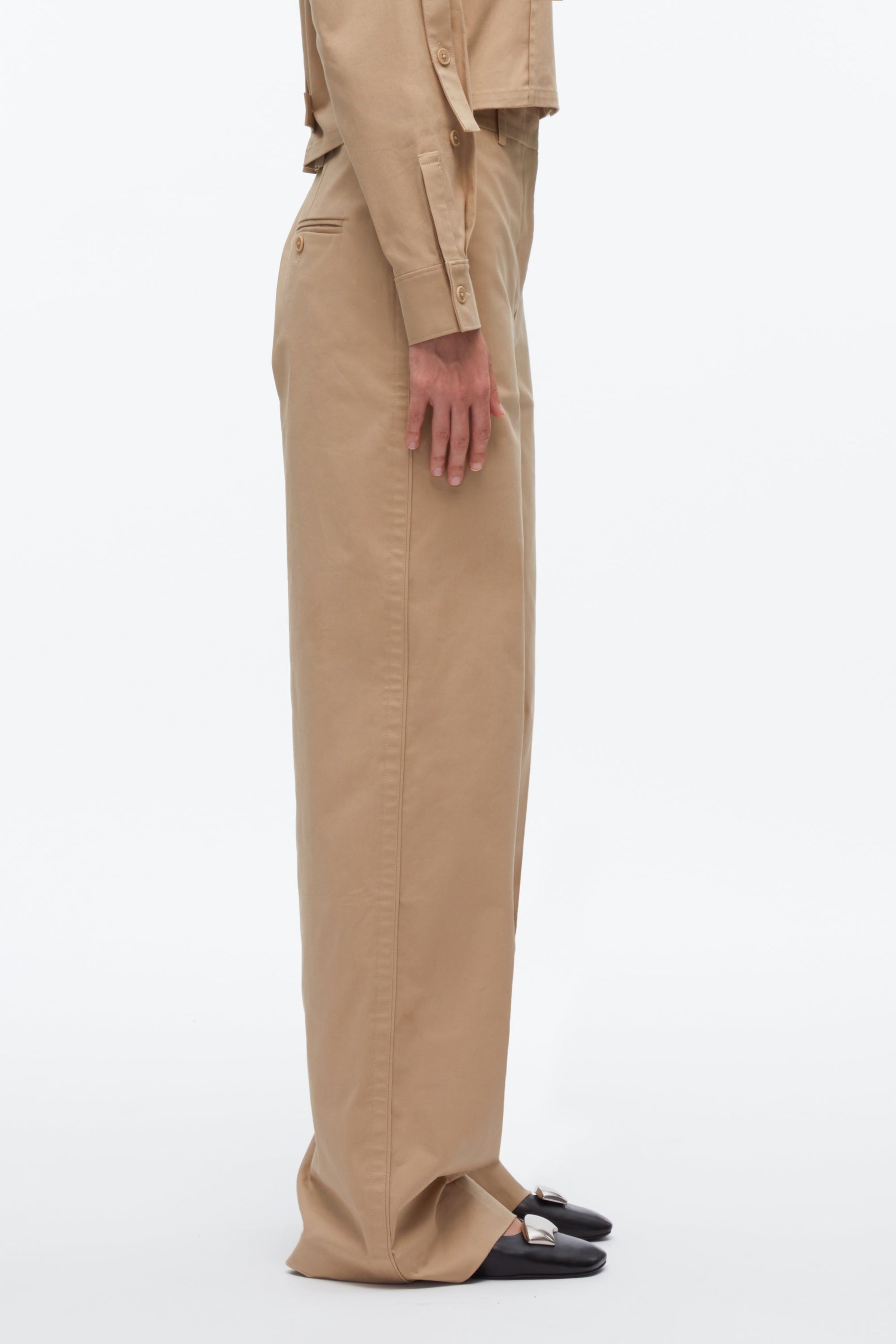 Flat Front Wide Leg Trousers - 3