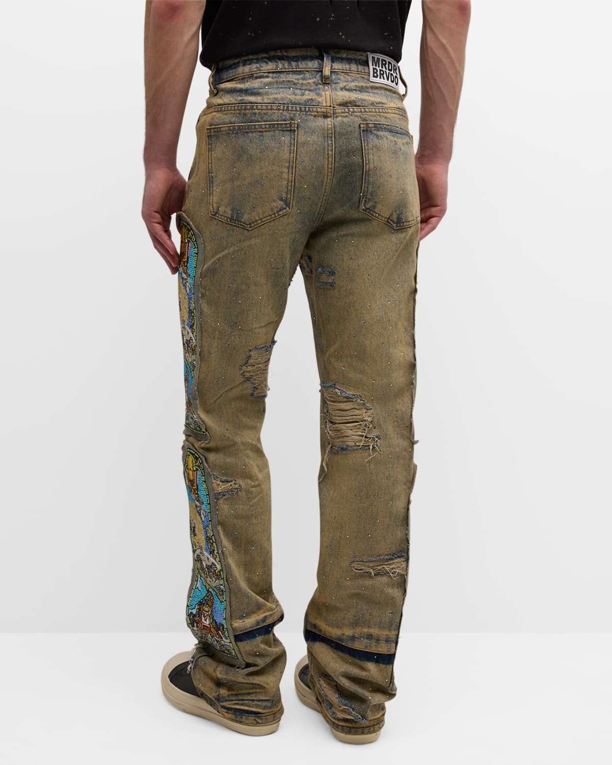 Men's Unfurled Crystal-Embellished Jeans - 4