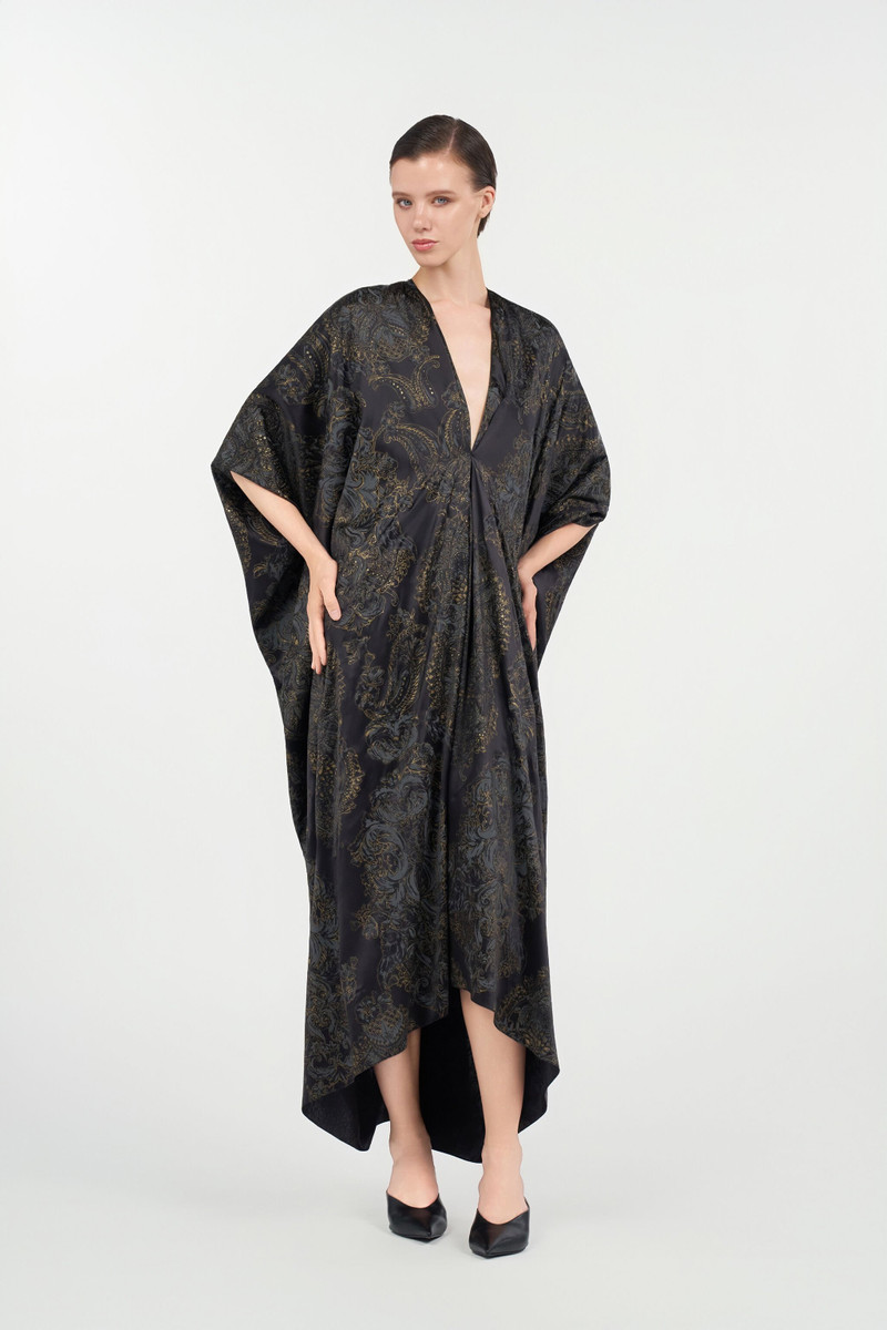 Roberto Cavalli Ornamental Black silk kaftan outlook