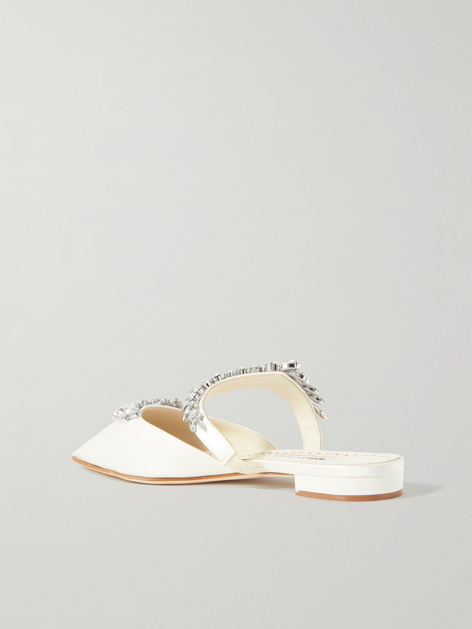 Lurum 45 crystal-embellished satin mules Cream - 3