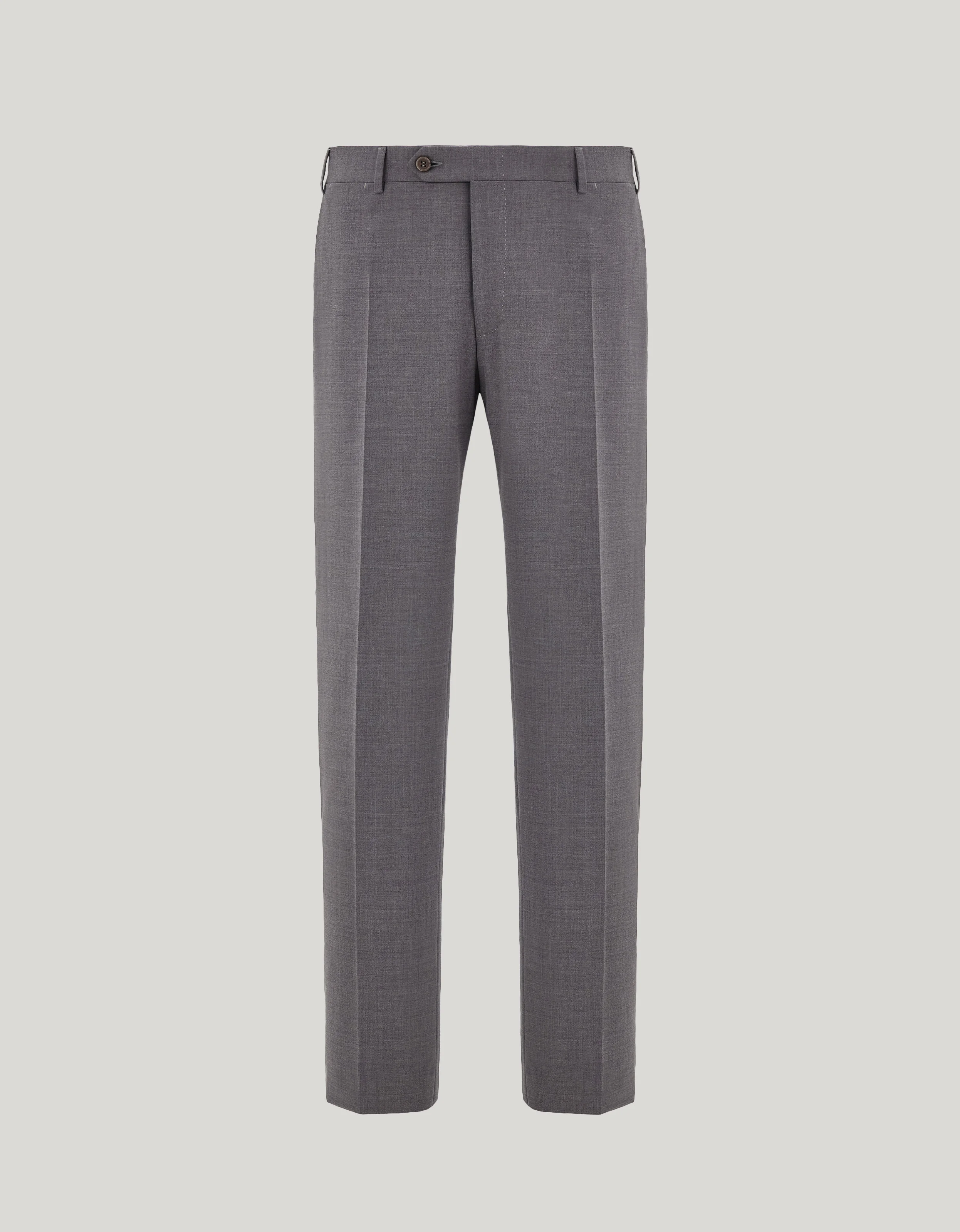 GRAY HIGH-WAISTED PLEATLESS STRETCH WOOL PANTS - 1
