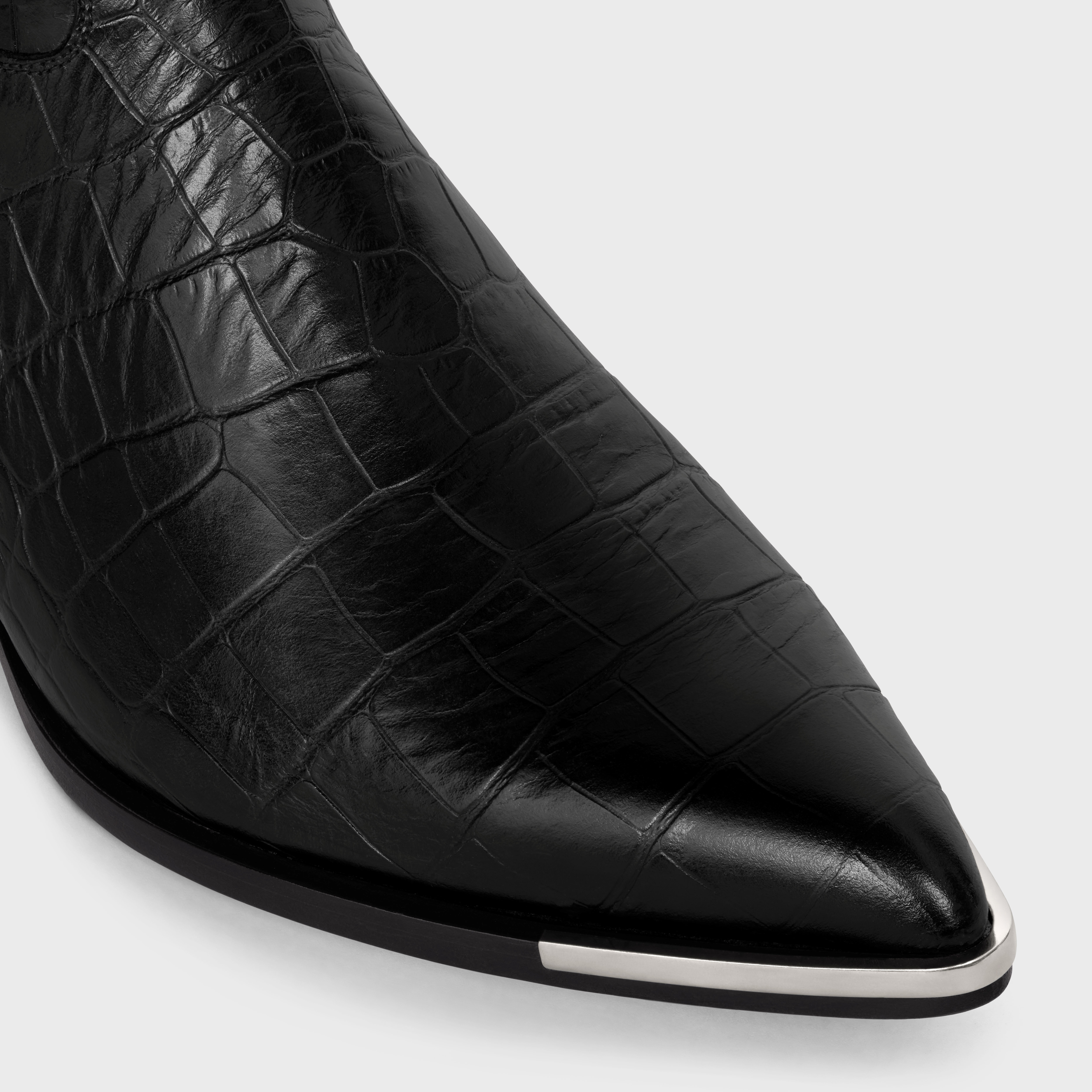 ZIPPED CONIQUE BOOT WITH METAL TOE in CROCODILE STAMPED CALFSKIN - 4
