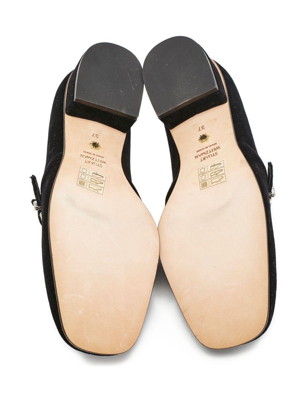 velvet crystal-buckle loafers - 4