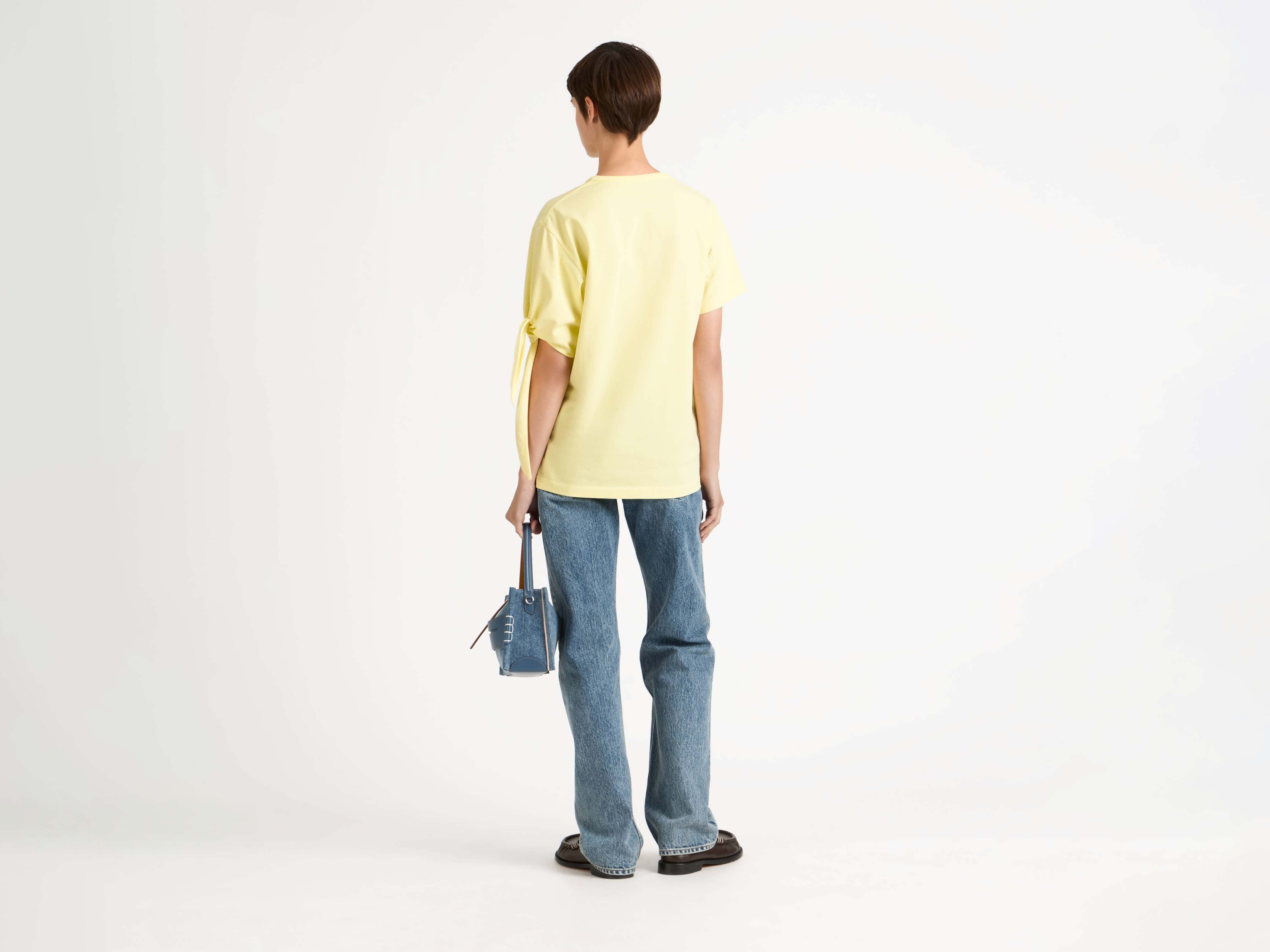 KNOTTED SLEEVE T-SHIRT IN YELLOW - 3