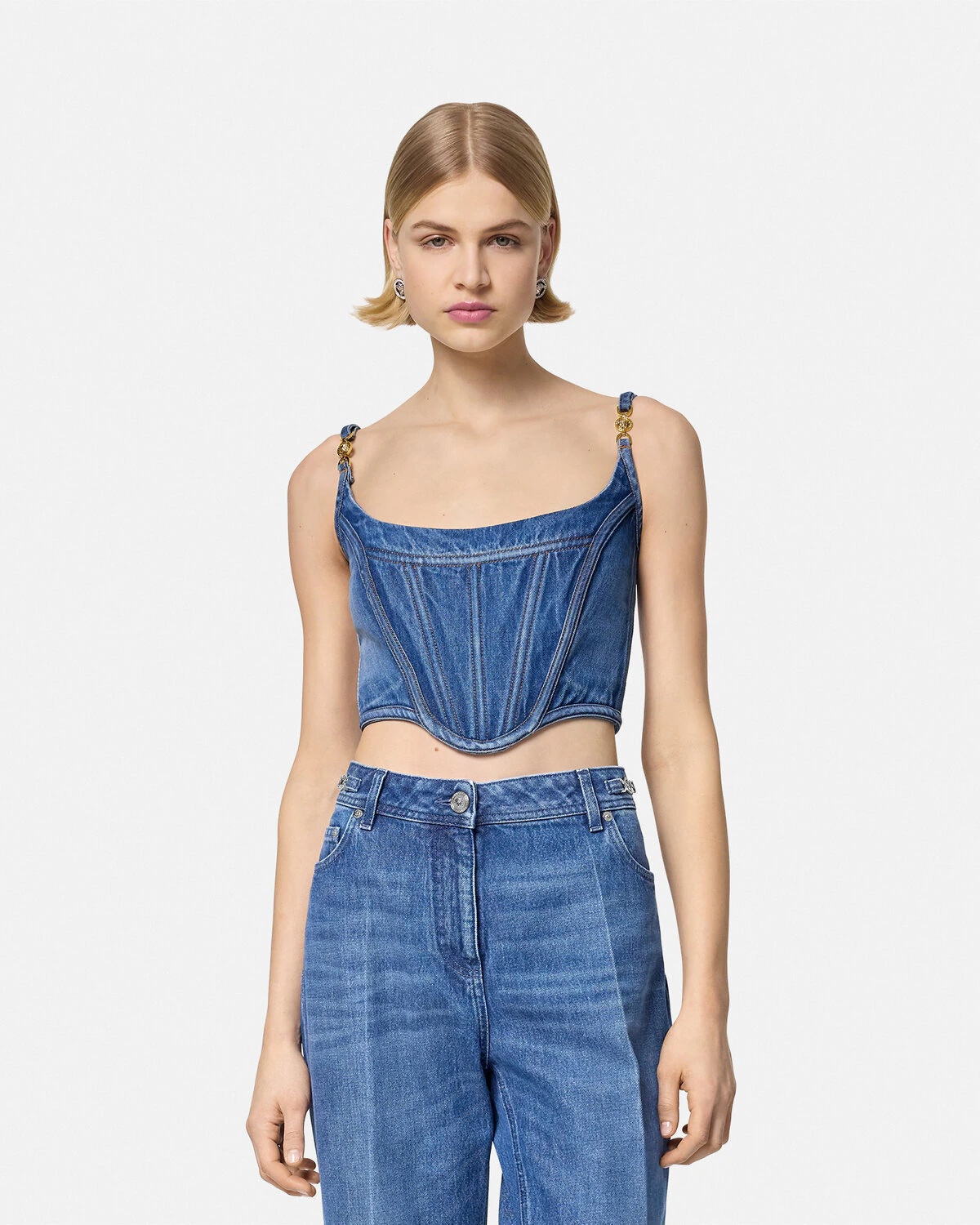 Medusa '95 Denim Corset Top - 4