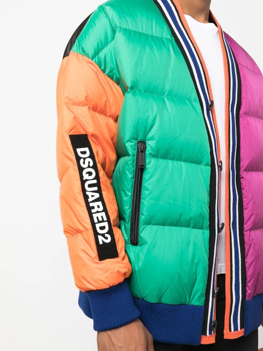 colour block padded jacket - 5