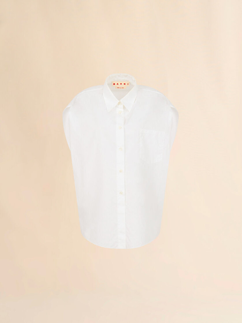 WHITE POPLIN SHIRT WITH CAPE SLEEVES 1