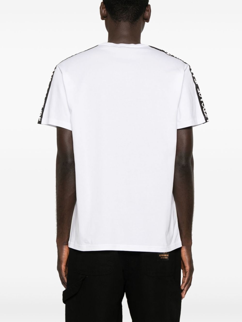 logo-tape detailing T-shirt - 4