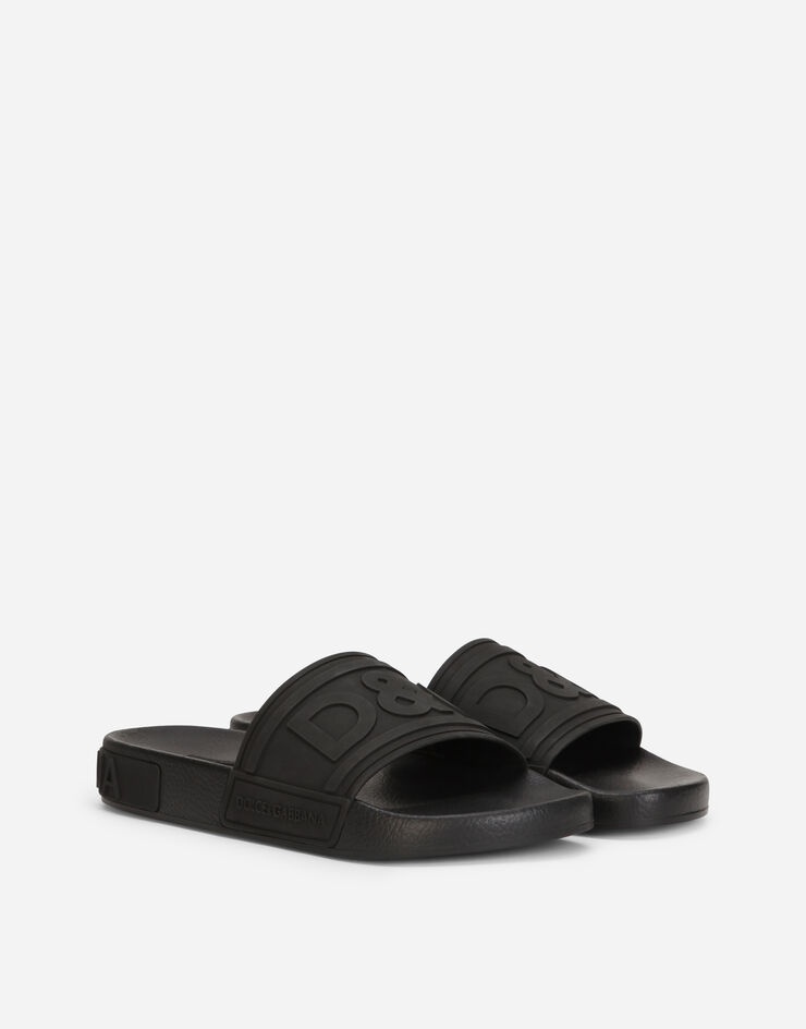 Rubber beachwear sliders with D&G logo - 2