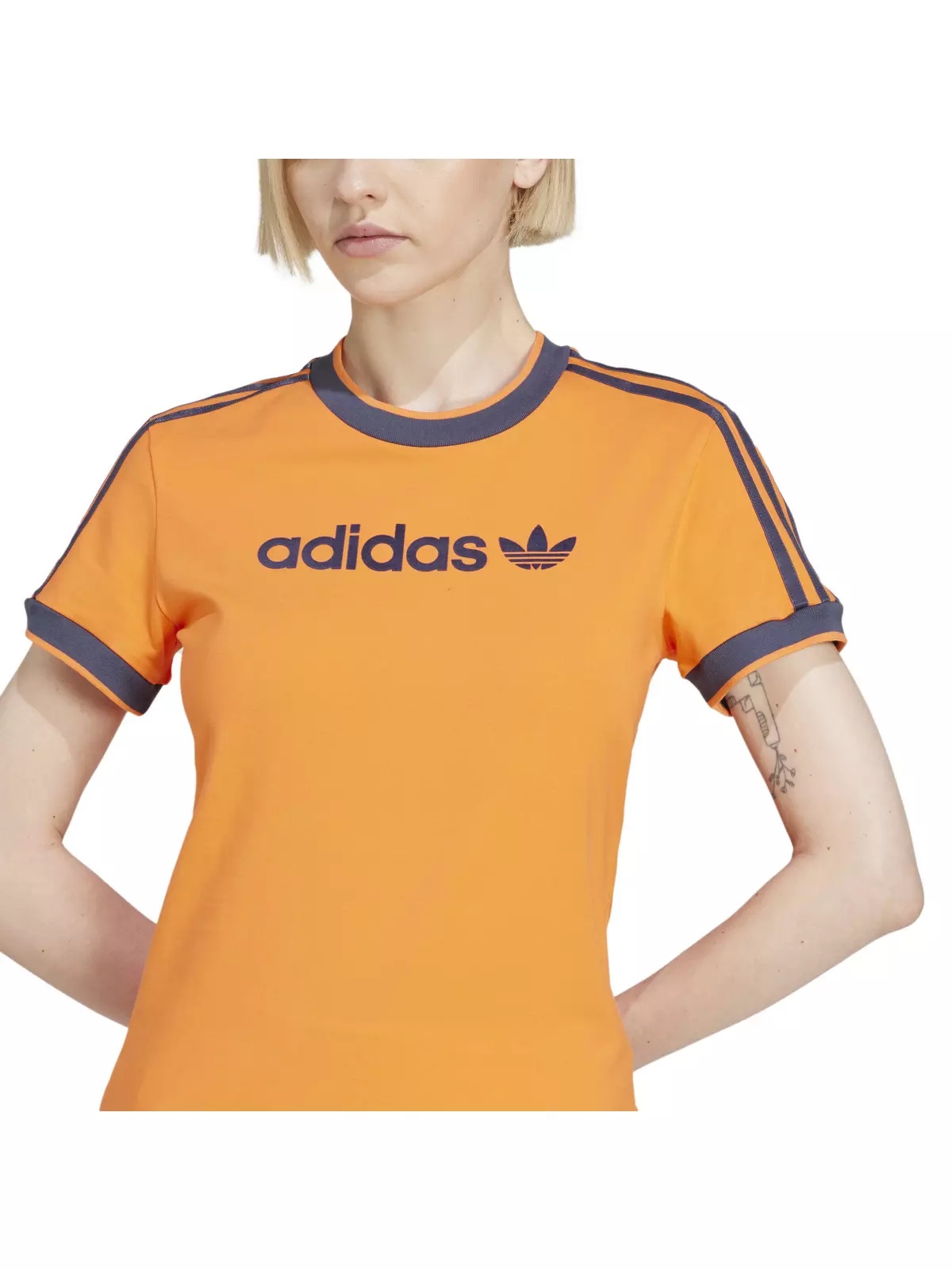 Originals Women's Linear Logo 3-Stripes T-Shirt -Orange - 3