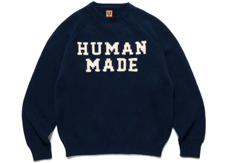 Human Made Bear Raglan Knit Sweater Navy - 1