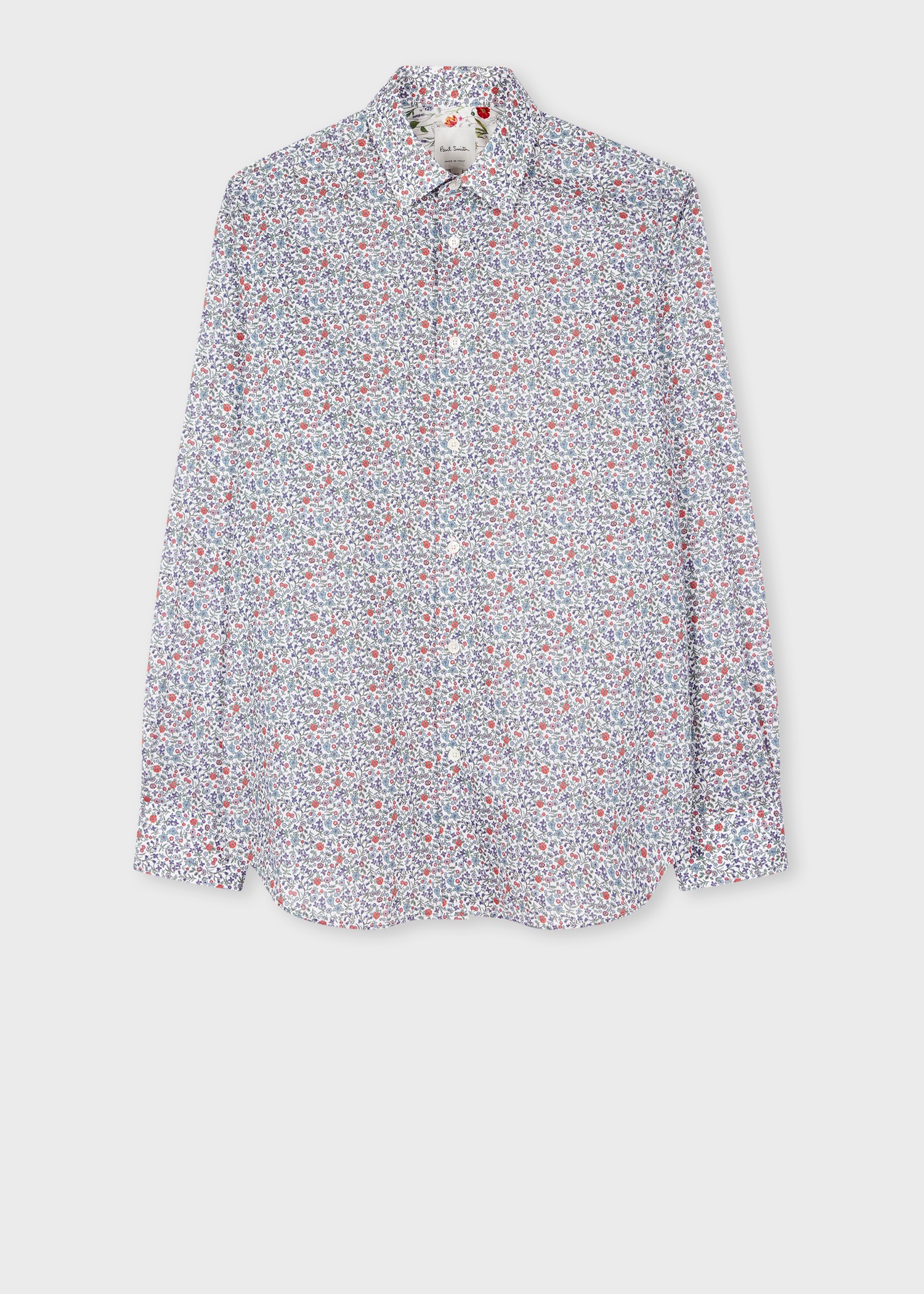 Tailored-Fit Blue And White 'Liberty Floral' Print Shirt - 1