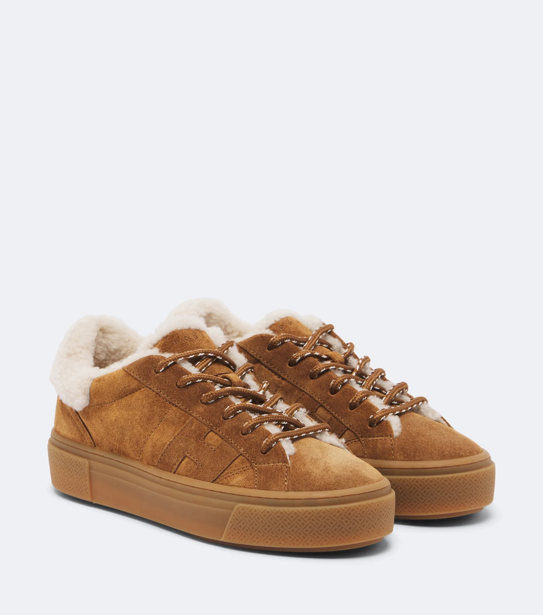 Crosswind shearling-trimmed suede sneakers - 1