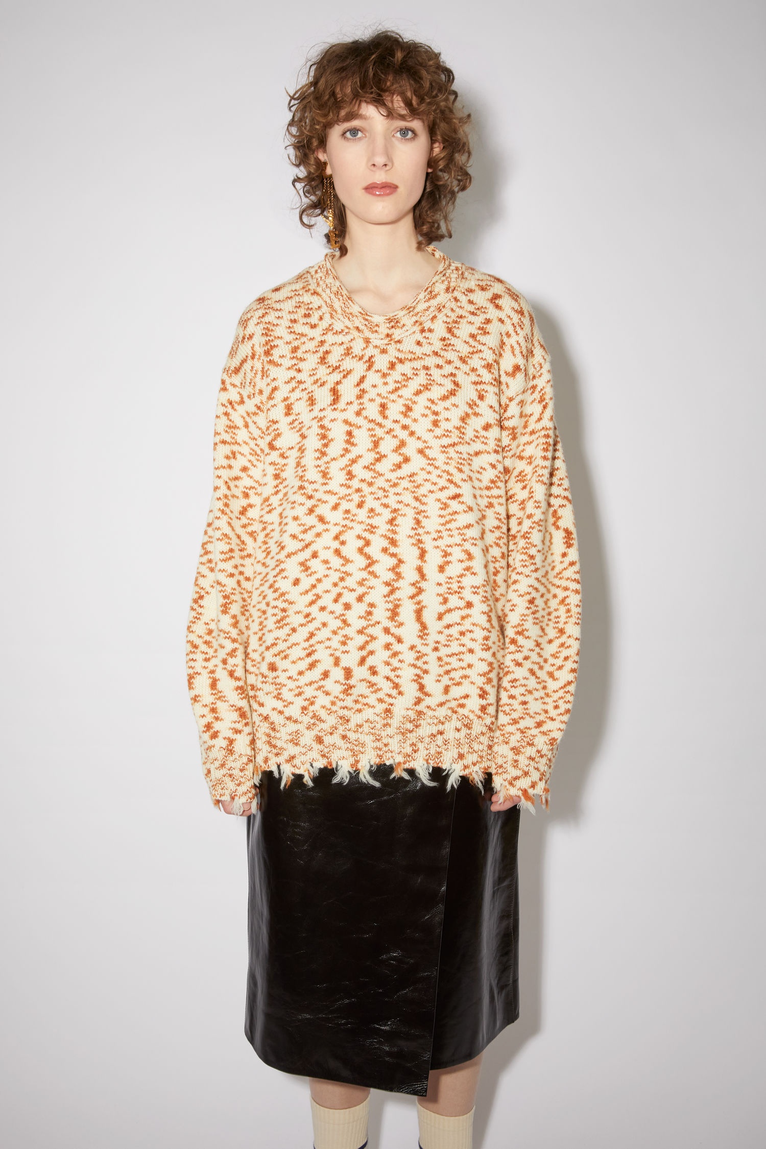 Space dye sweater - White/cognac - 2