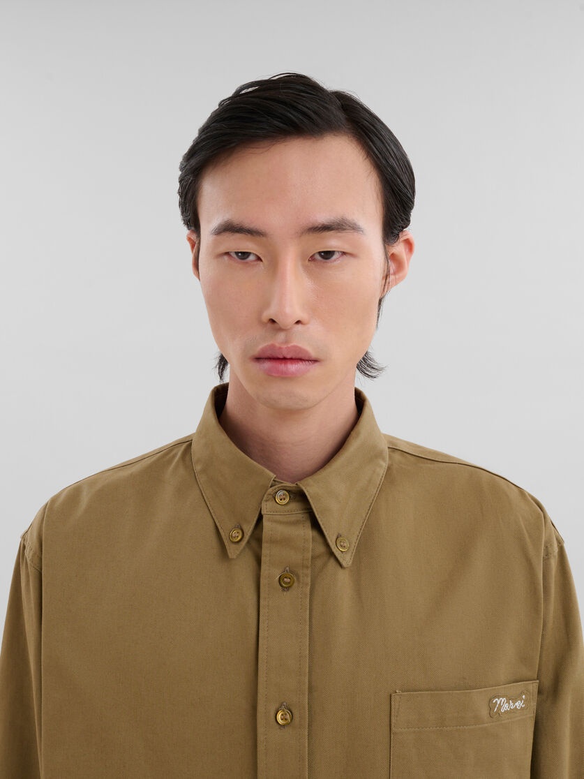 GREEN ORGANIC GABARDINE SHIRT WITH MARNI MENDING PATCH - 4