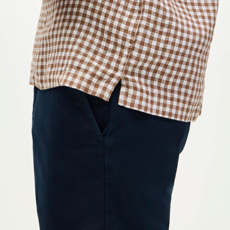 Short-sleeve linen camp-collar shirt in gingham 6