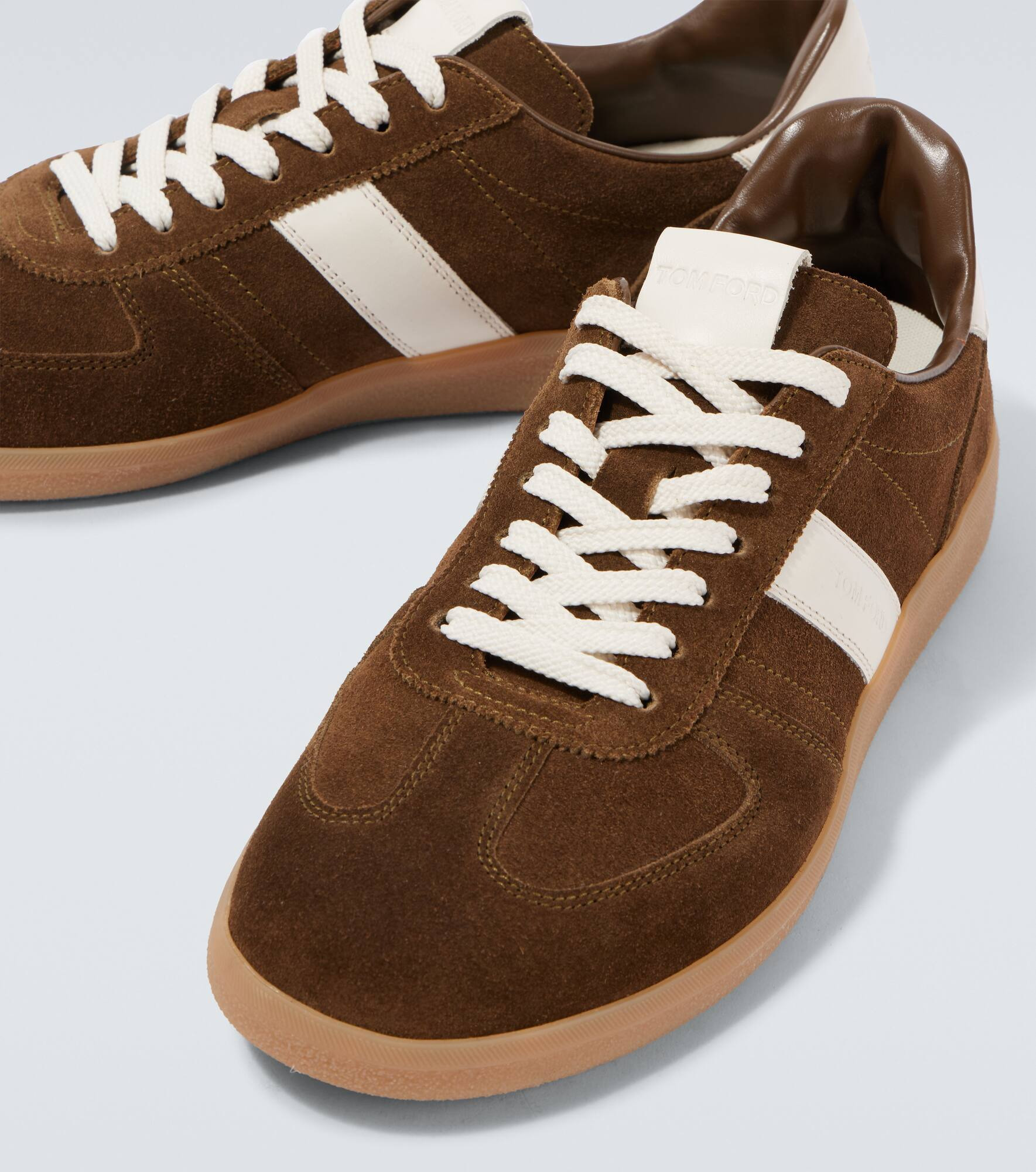Archer leather-trimmed suede sneakers - 3