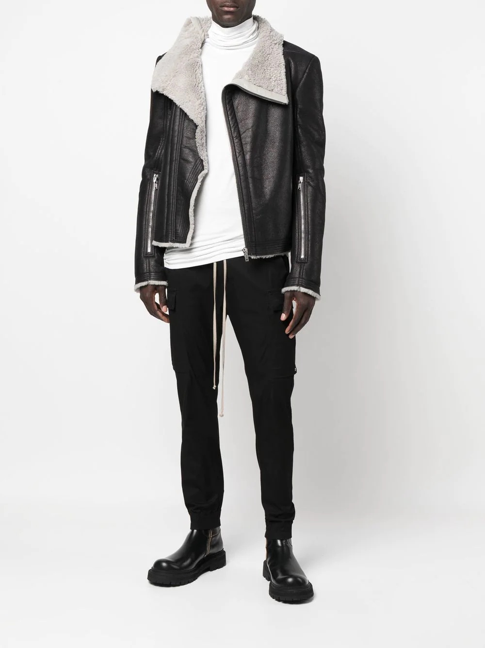 shearling-lined biker jacket - 2