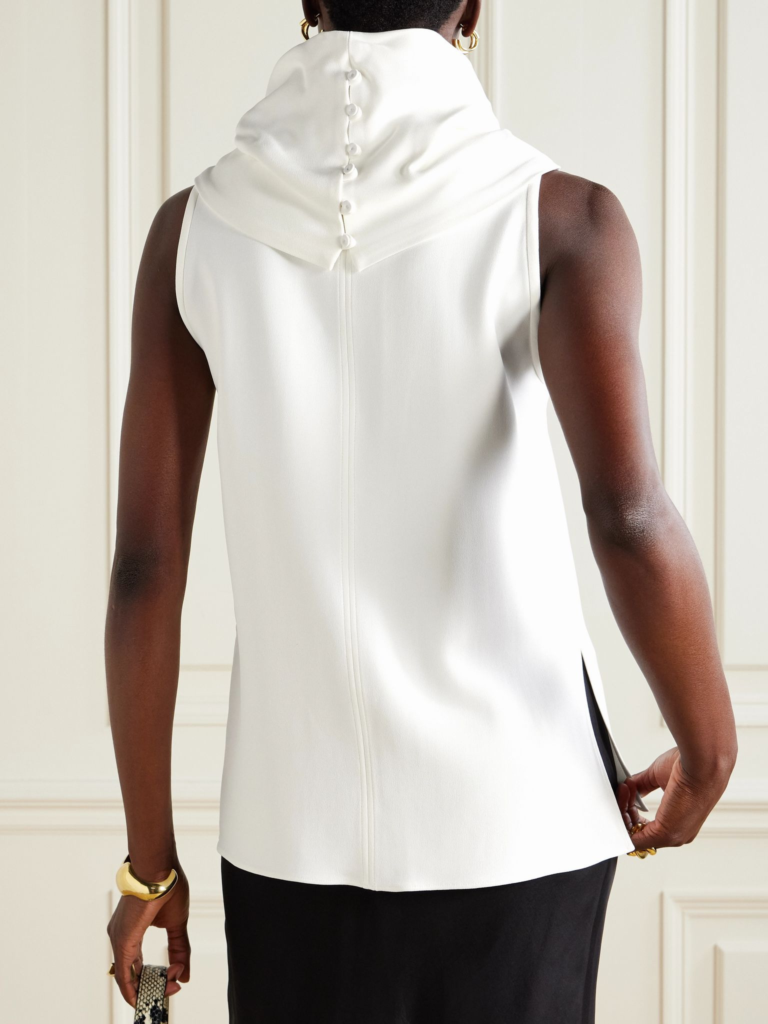 Draped crepe blouse Cream - 3
