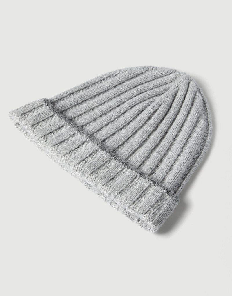 Brunello Cucinelli Cashmere rib knit beanie outlook