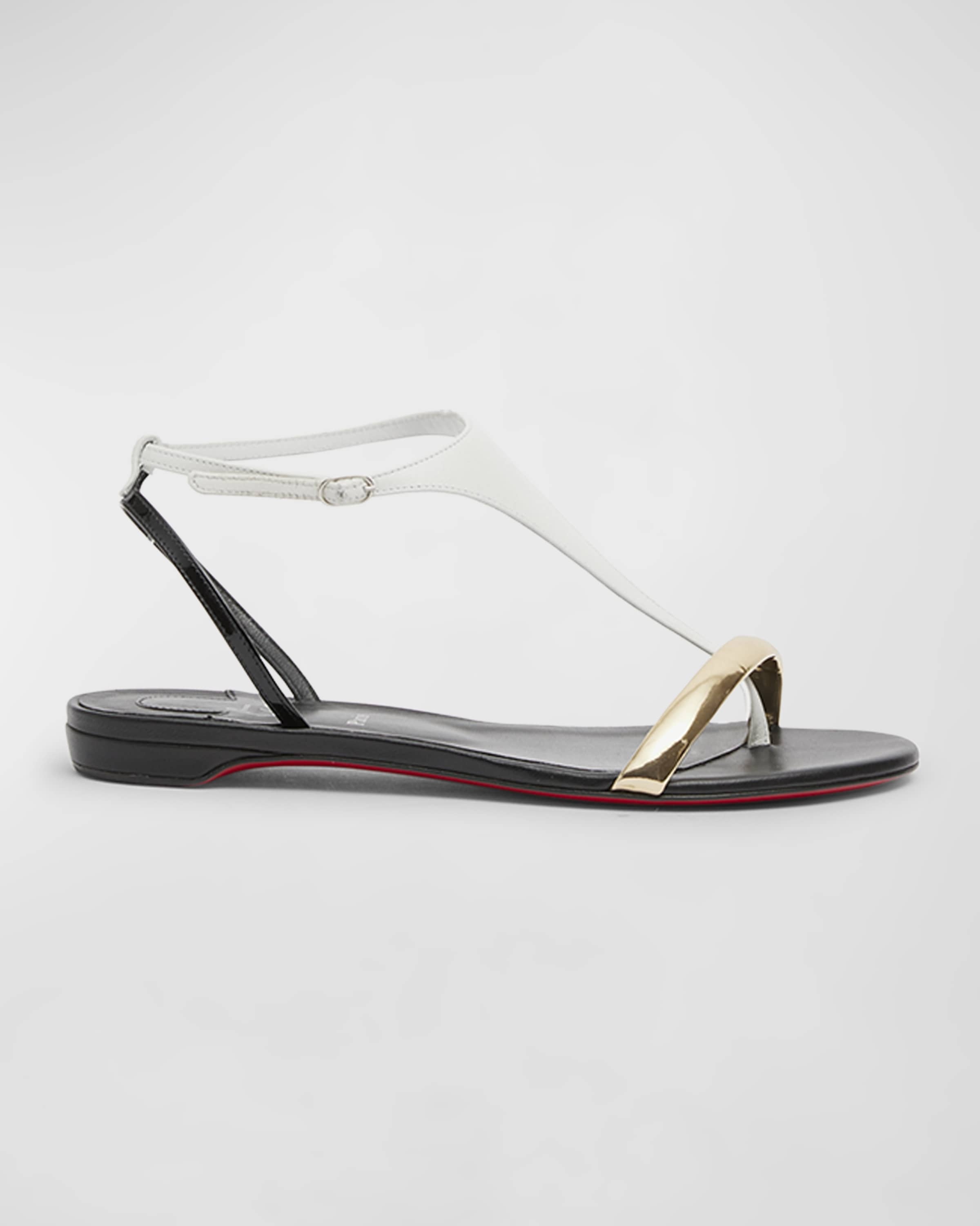 Christian Louboutin Athinita Colorblock T Strap Red Sole Sandals neimanmarcus REVERSIBLE