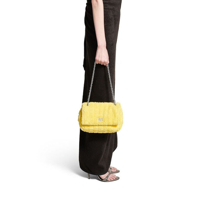 BALENCIAGA Women's Monaco Mini Bag Quilted Towel Fabric  in Yellow outlook