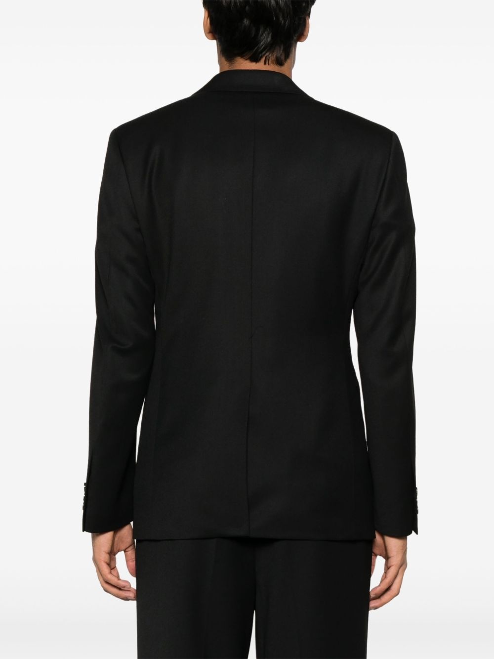 double-breasted twill blazer - 4