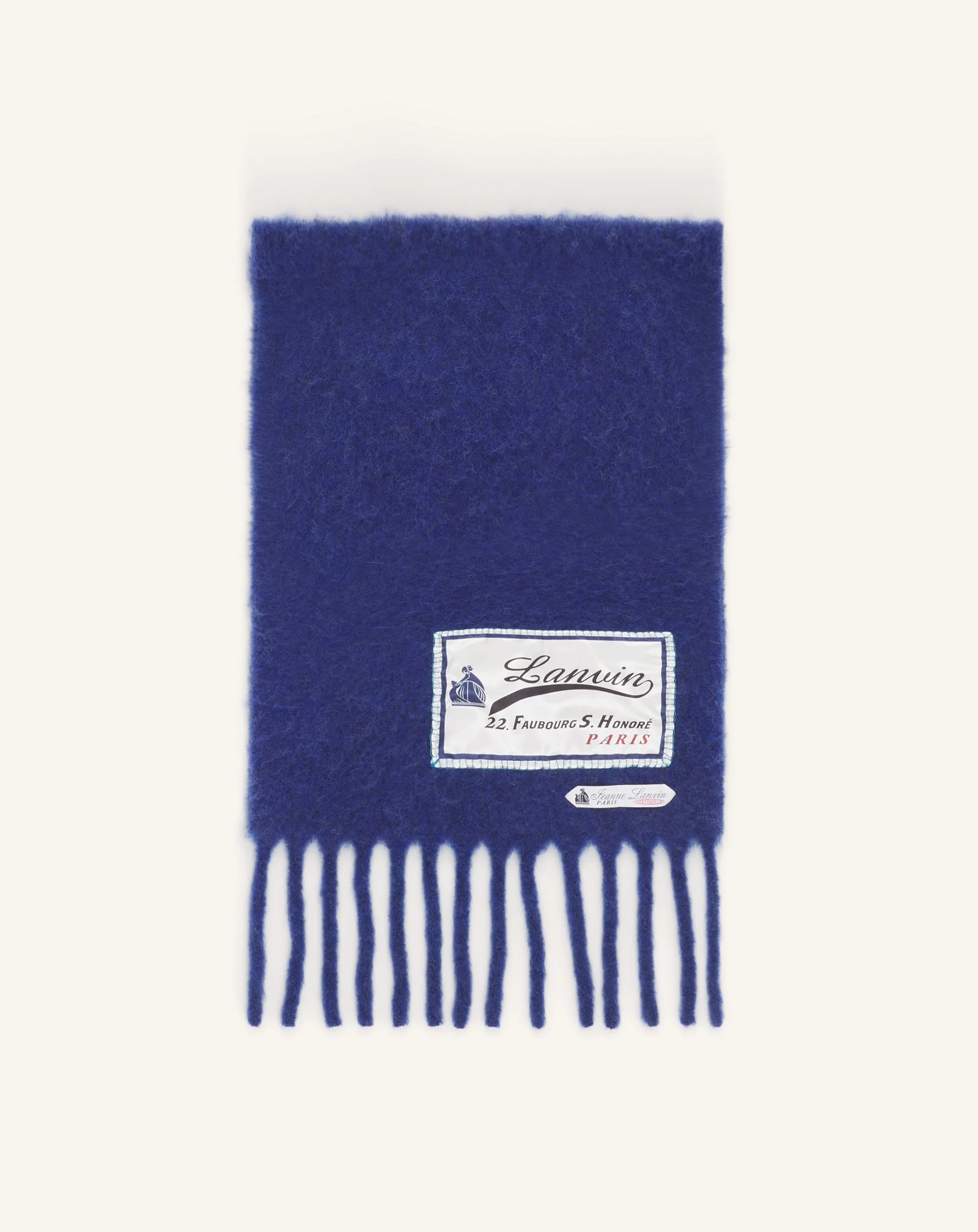 BLUE FRINGED WOOL SCARF WITH 22 FAUBOURG LABEL - 1