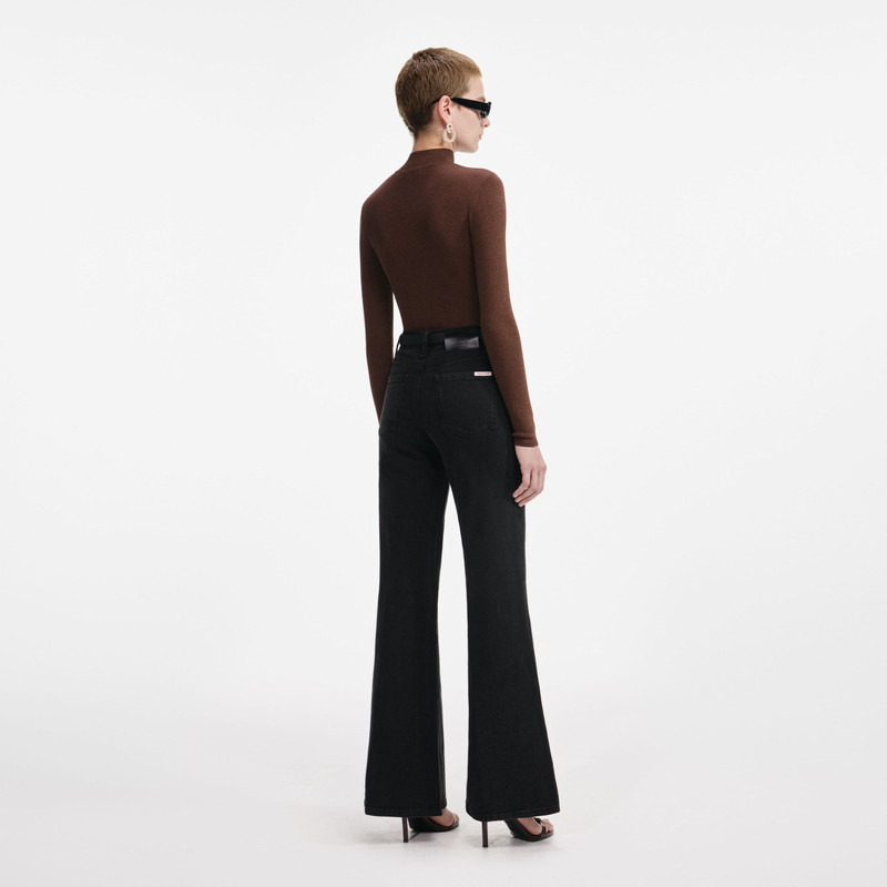 self-portrait Brown Metallic Viscose Knit Top outlook