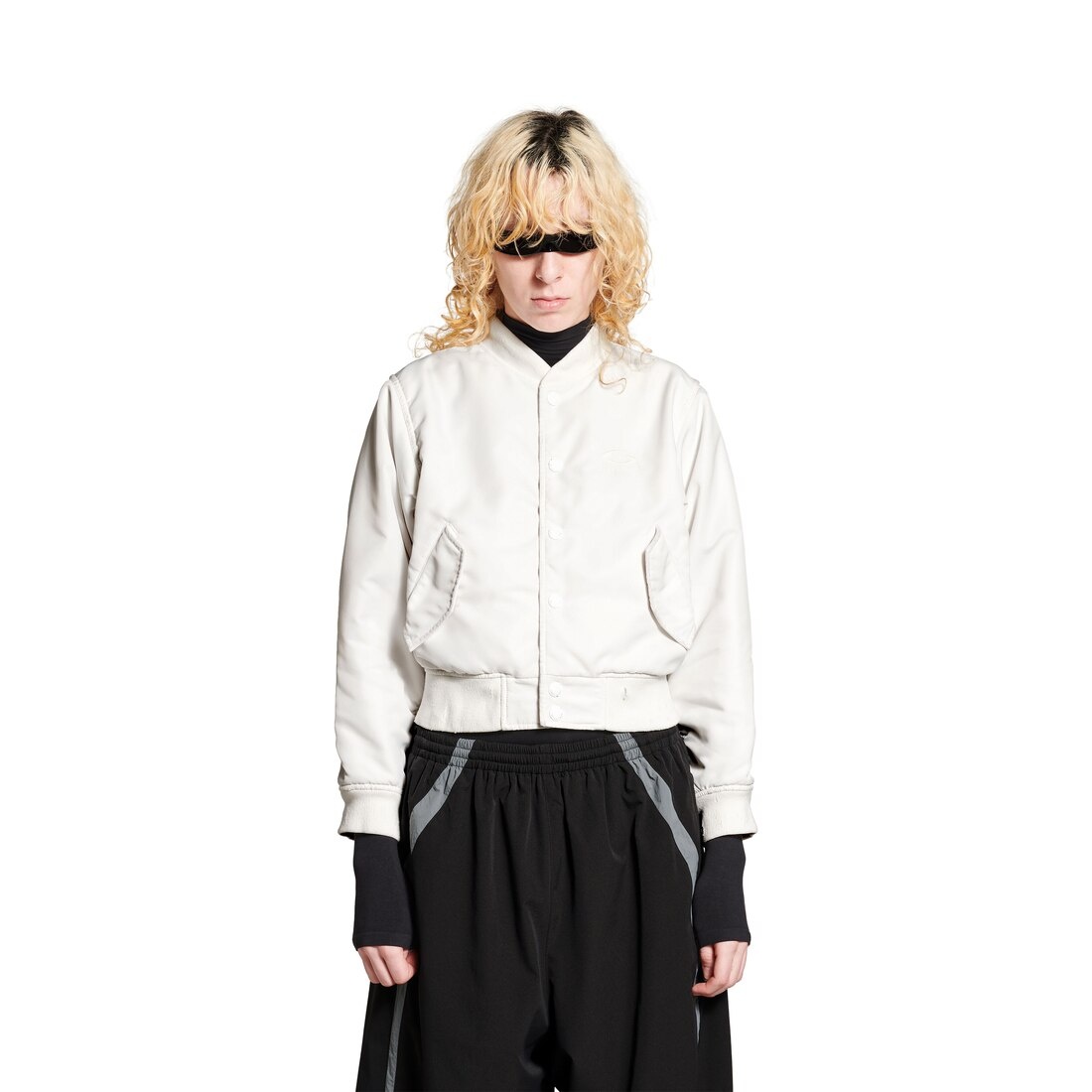 Women's Loop Sports Icon Shrunk Varsity Jacket in White - 5