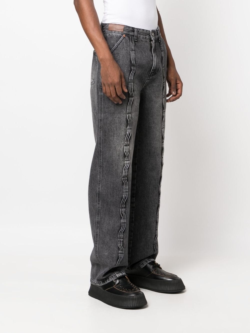 contrast-stitching light-wash jeans - 3