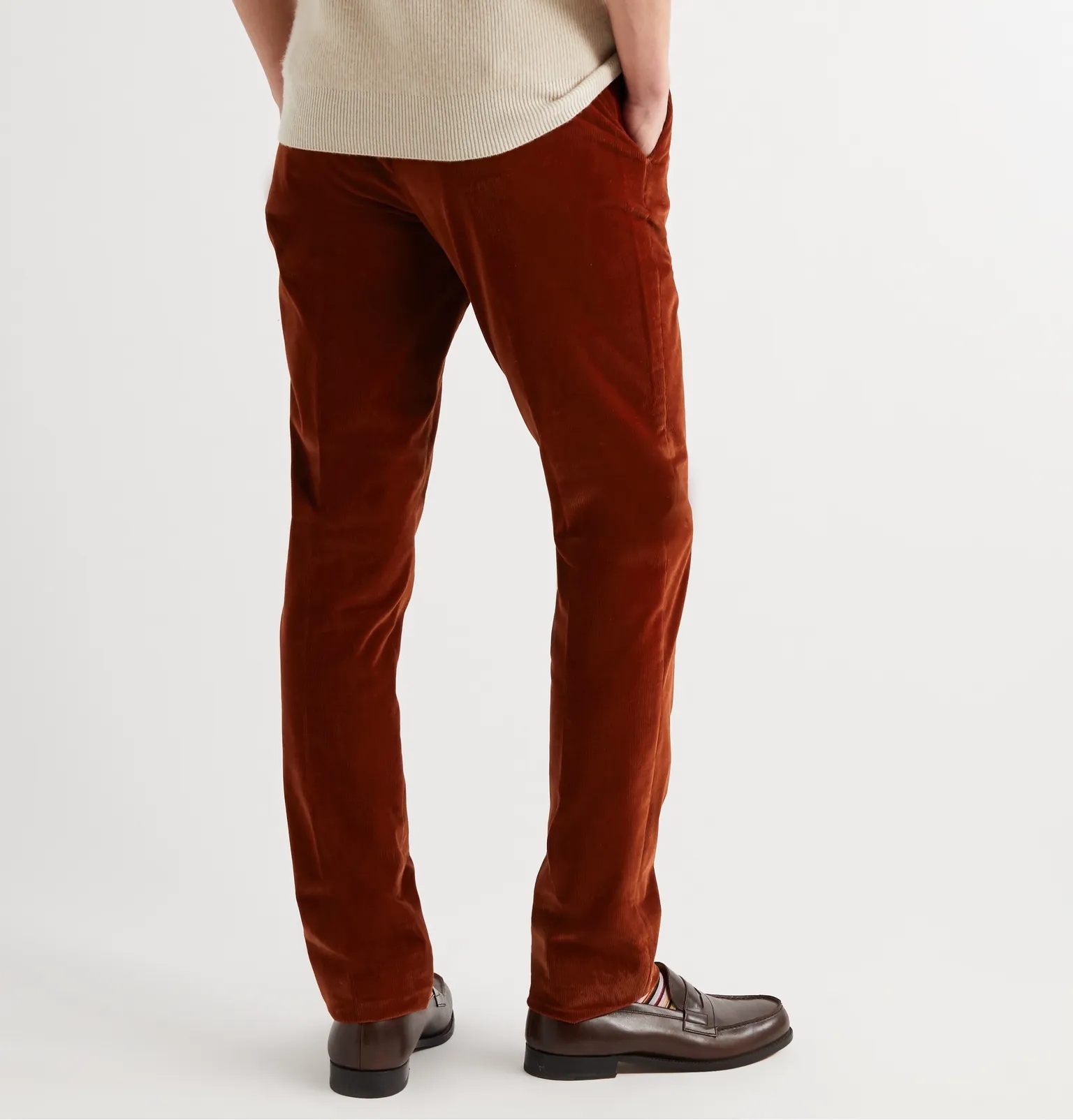 Slim-Fit Stretch-Cotton Corduroy Trousers - 4