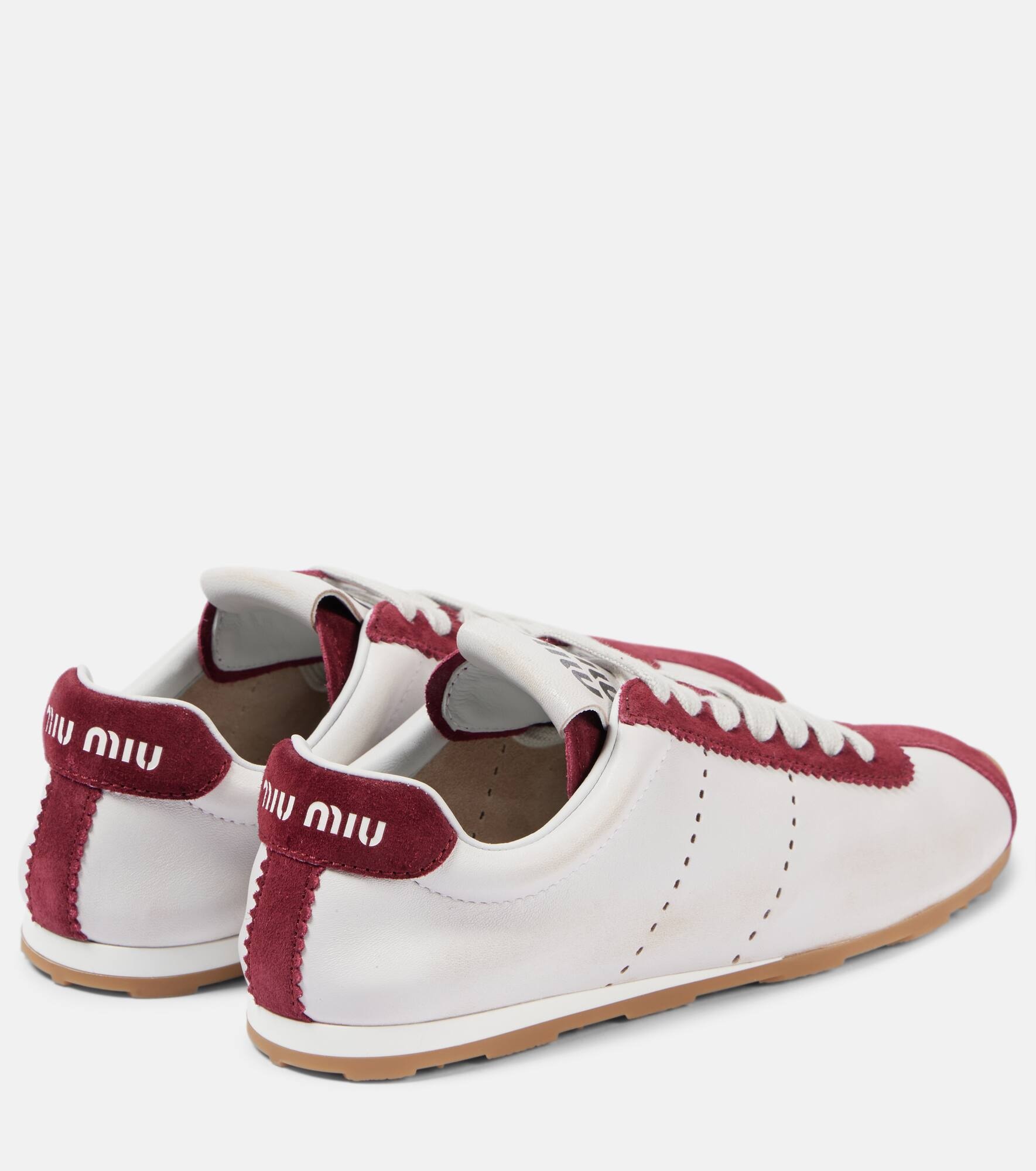 Plume suede-trimmed leather sneakers - 2