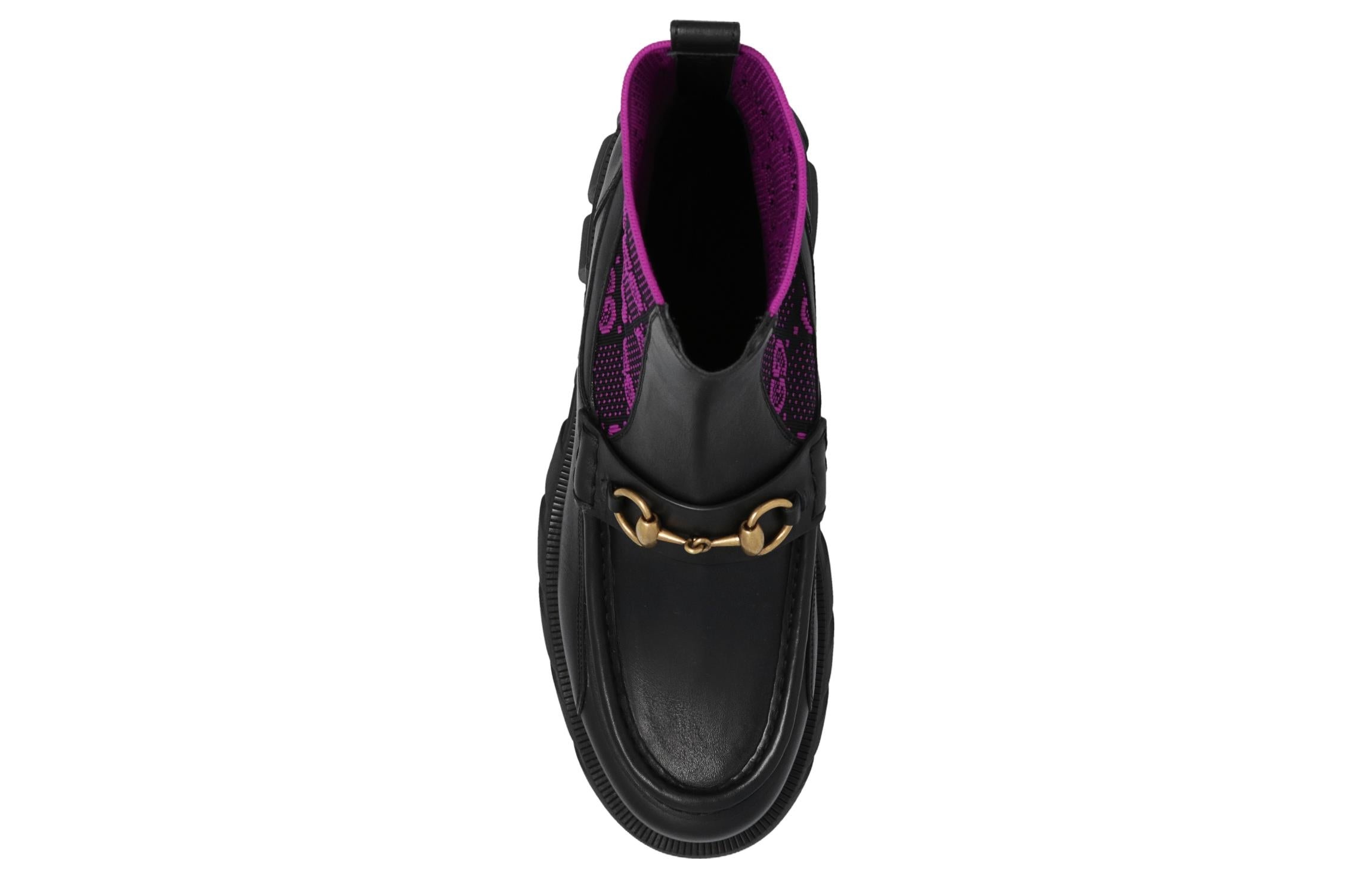 (WMNS) Gucci Horsebit GG Jersey Boot 'Black Fuchsia' 718716-AAA4Y-1074 - 4