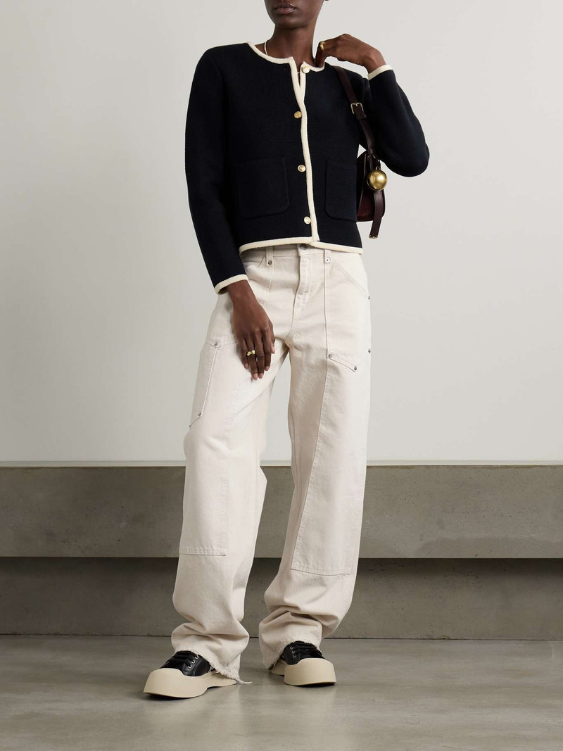 RE/DONE Workwear frayed embellished mid-rise boyfriend jeans outlook