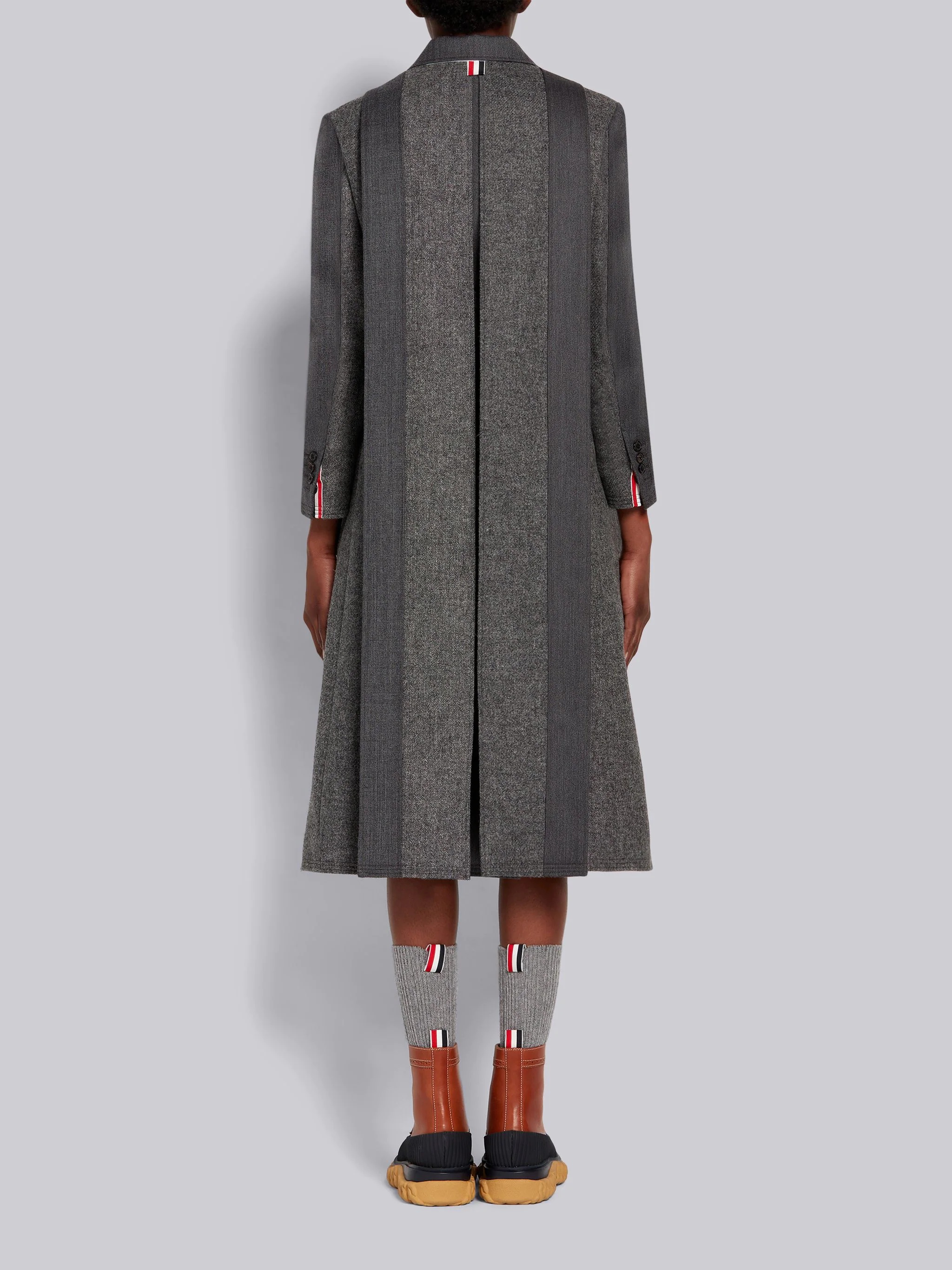 Silver Shetland Wool Open Pleat Back Norfolk Overcoat - 3