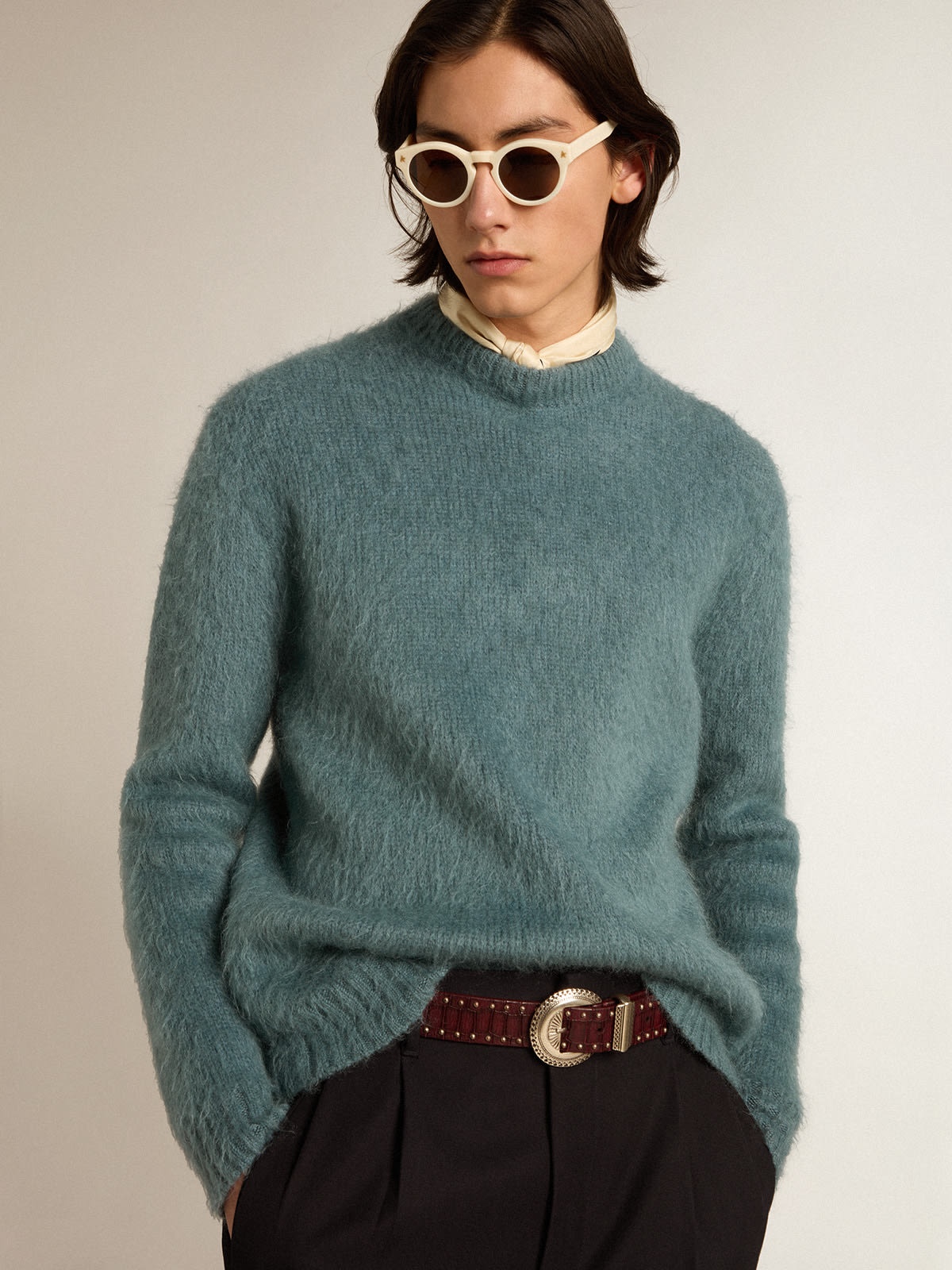 Powder-blue mohair sweater - 2