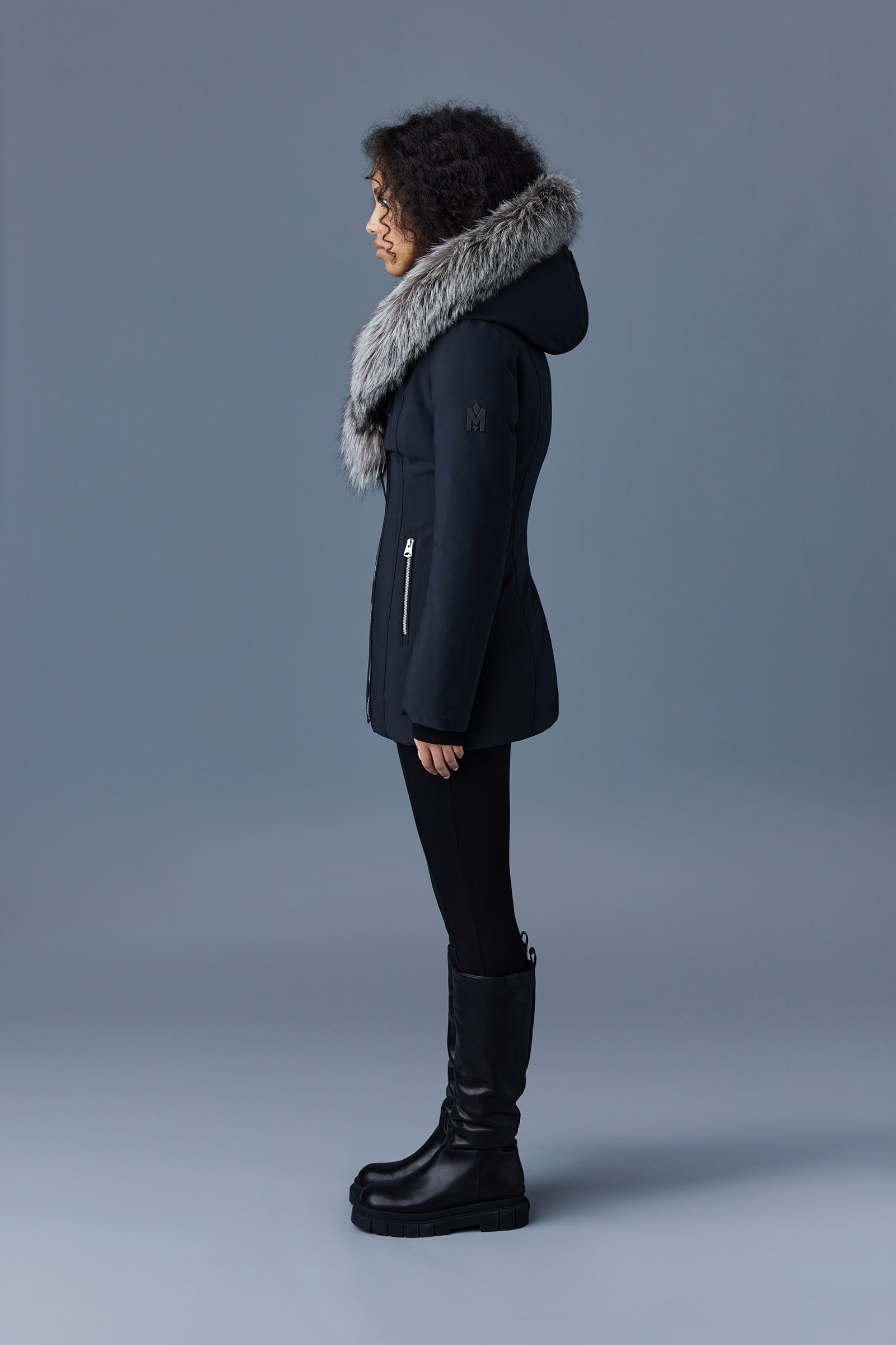 AKIVA down coat with silver fox fur trimmed hood - 3