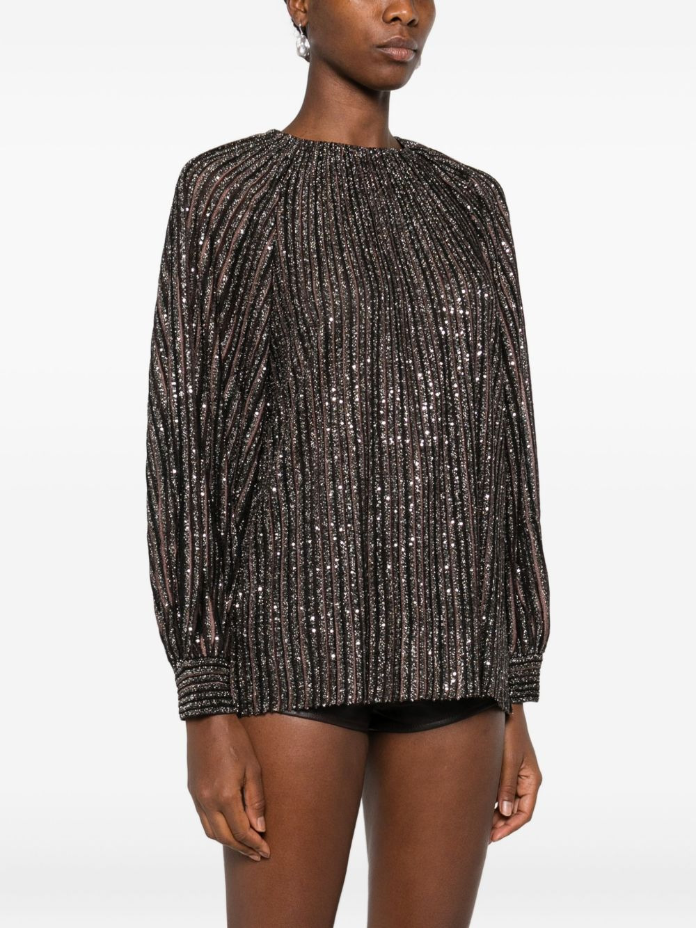 sequin-striped top - 3