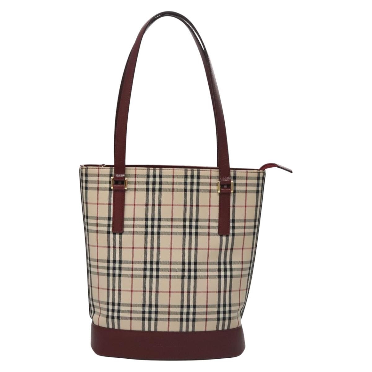 Burberry Nova Check Tote Bag Canvas Beige Red Gold - 13