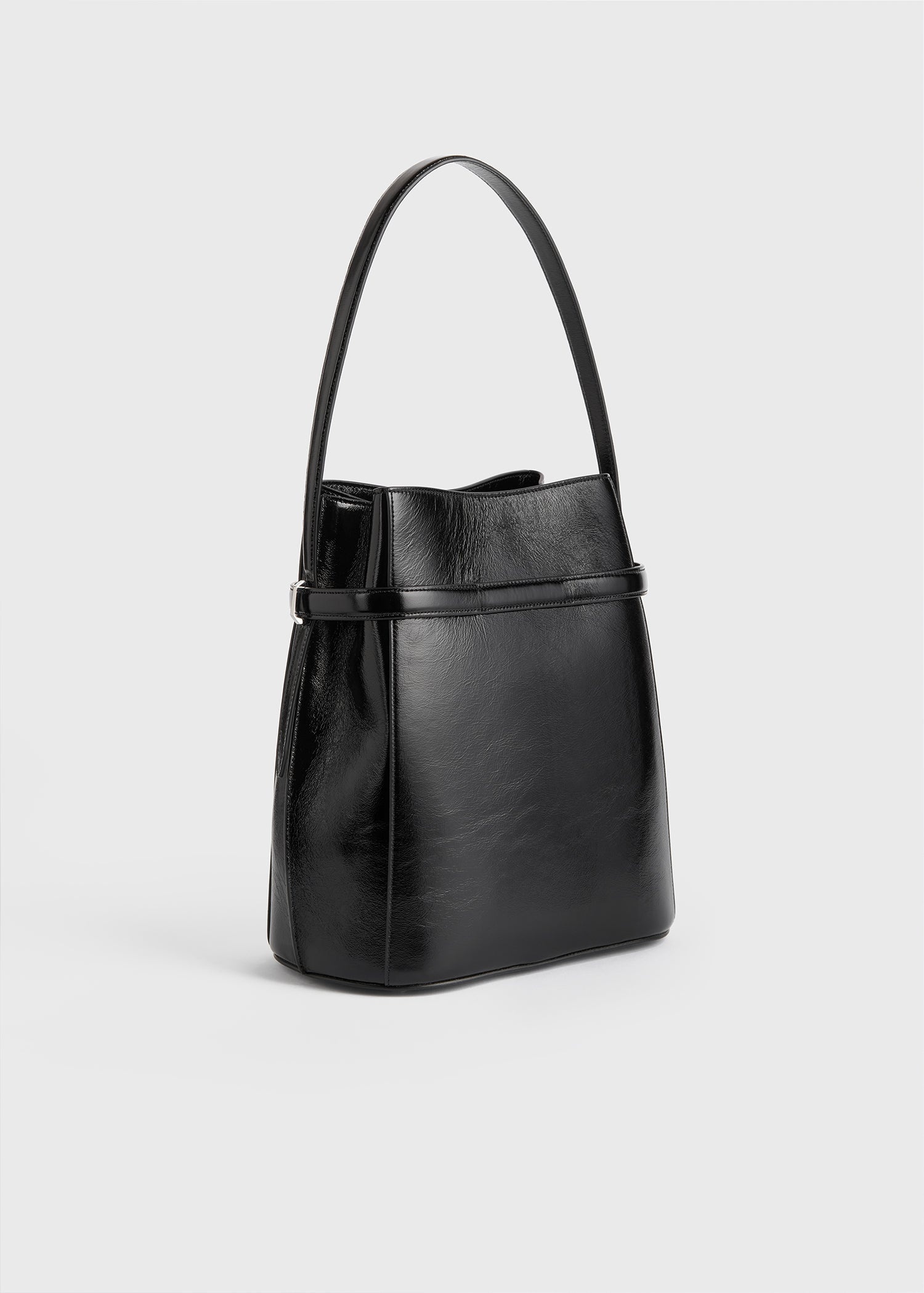 Belted Naplack bucket bag black - 4