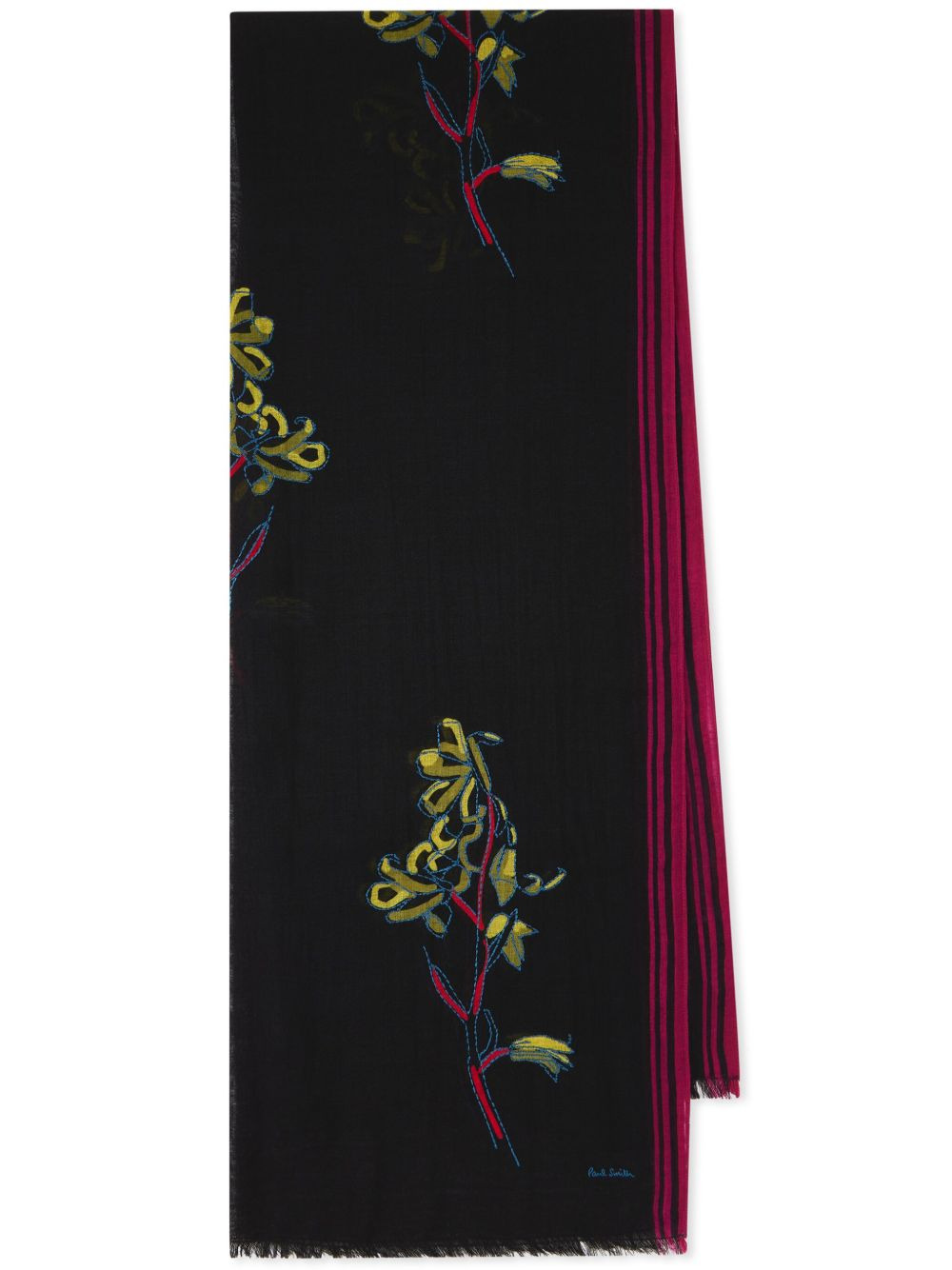 floral-embroidered wool scarf - 1