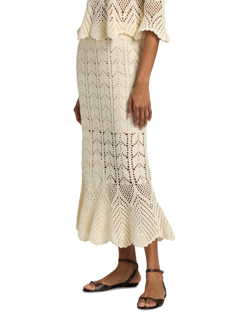 Women's Awaken Lace Crochet Cotton Midi-Skirt - Cream 4